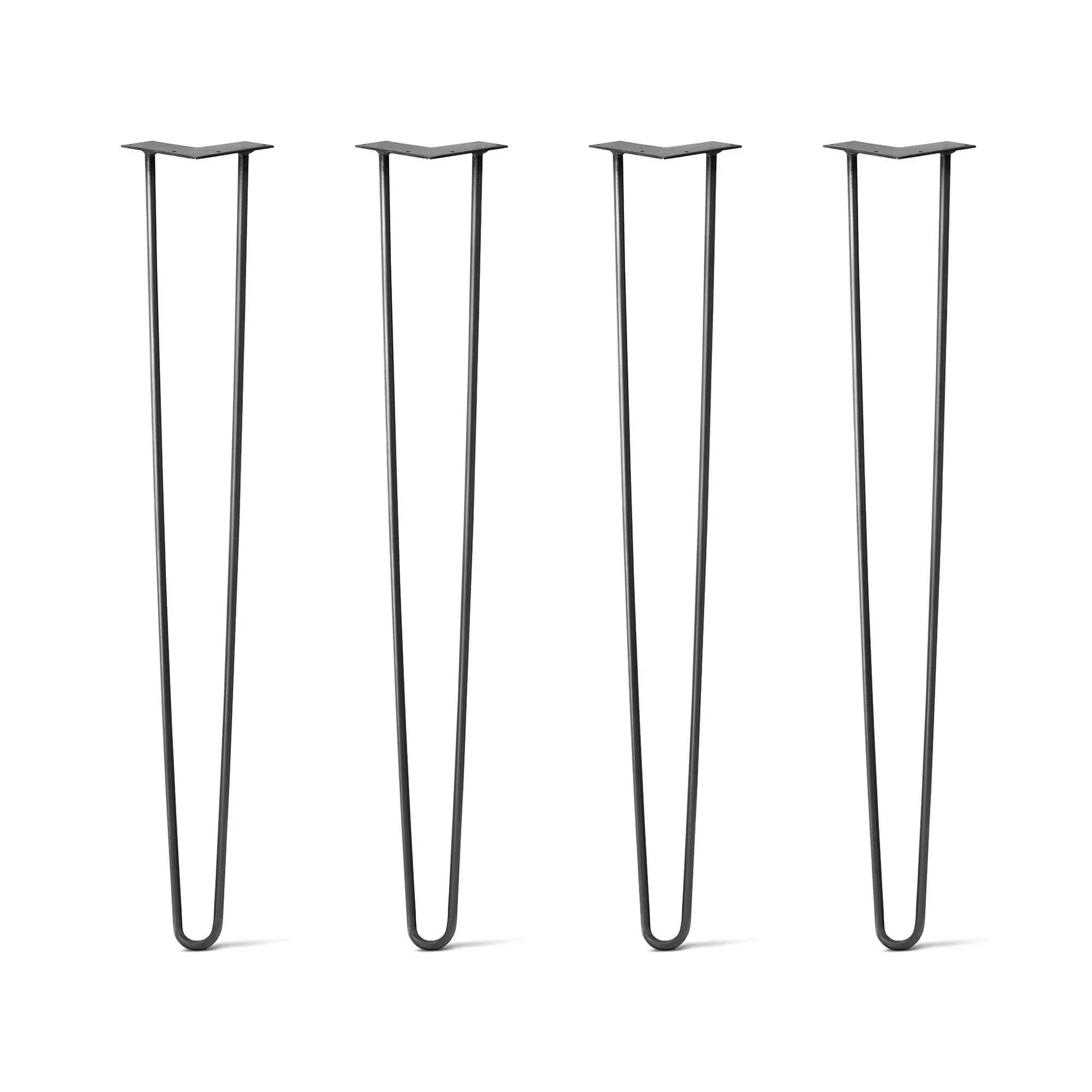 Hairpin Legs Set of 4, 2-Rod Design - Jet Black Satin Powder Coated Finish