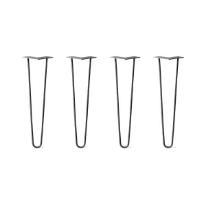 Hairpin Legs Set of 4, 2-Rod Design - Jet Black Satin Powder Coated Finish