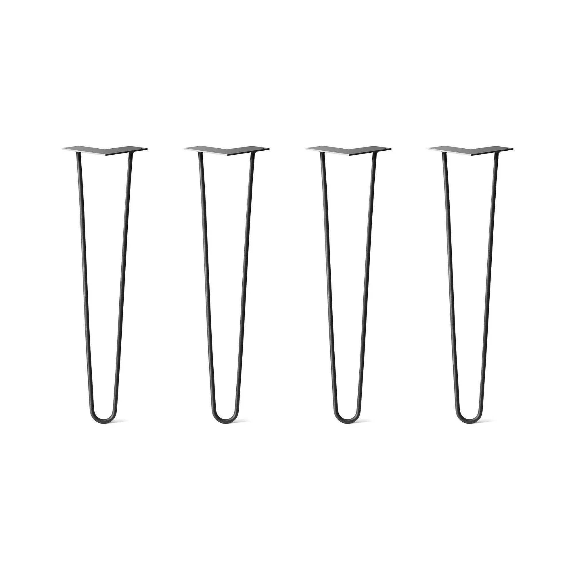 Hairpin Legs Set of 4, 2-Rod Design - Jet Black Satin Powder Coated Finish