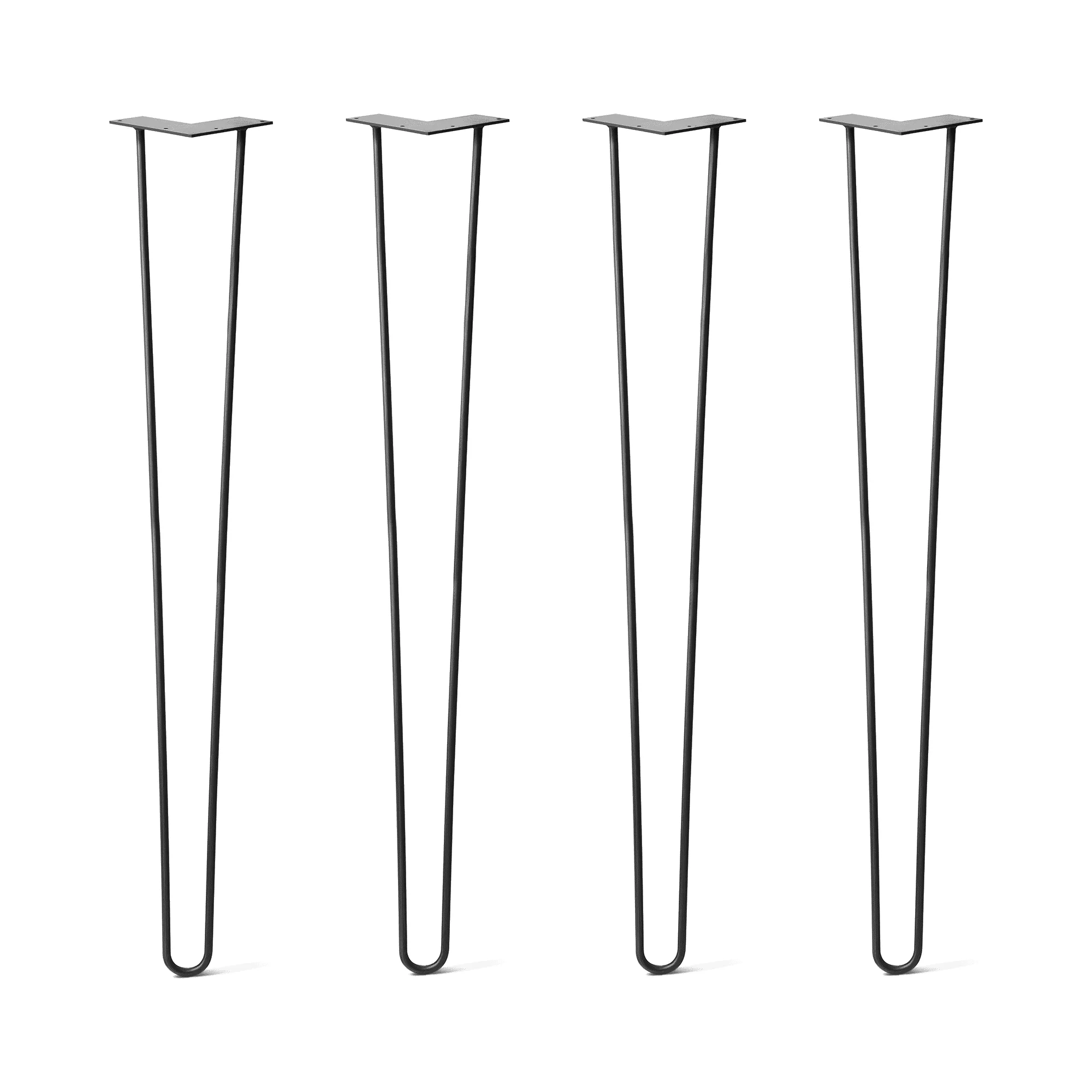 Hairpin Legs Set of 4, 2-Rod Design - Jet Black Satin Powder Coated Finish