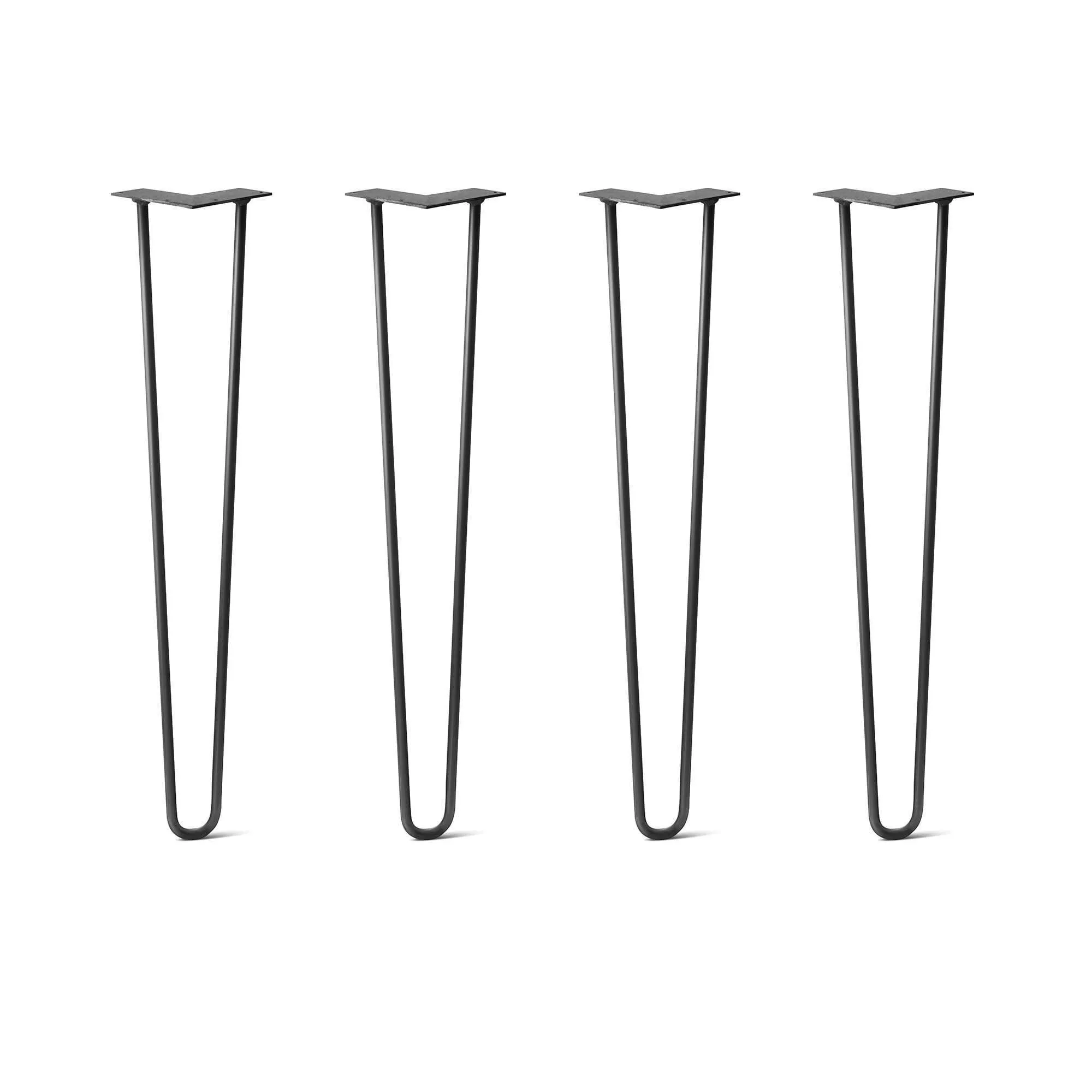 Hairpin Legs Set of 4, 2-Rod Design - Jet Black Satin Powder Coated Finish