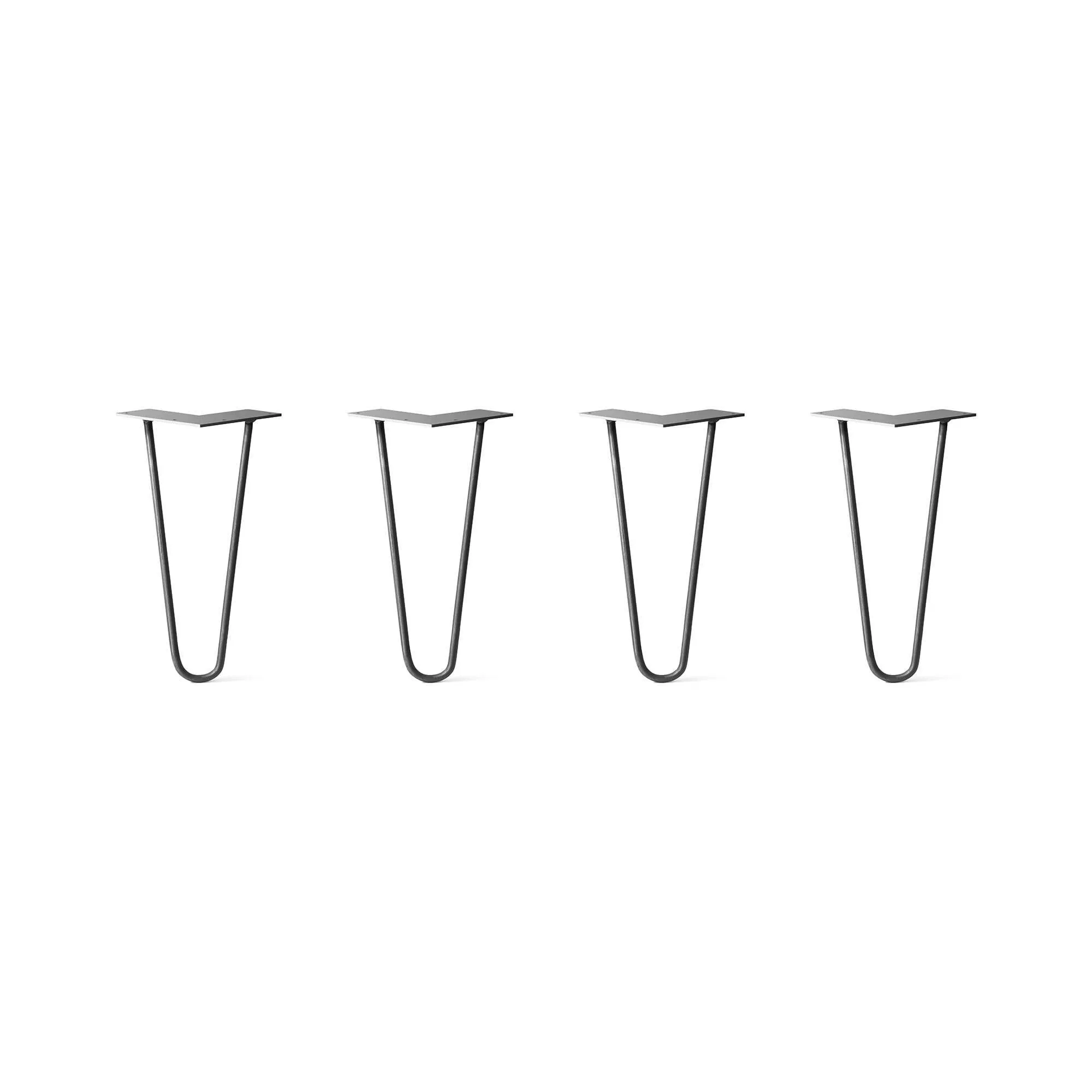 Hairpin Legs Set of 4, 2-Rod Design - Jet Black Satin Powder Coated Finish