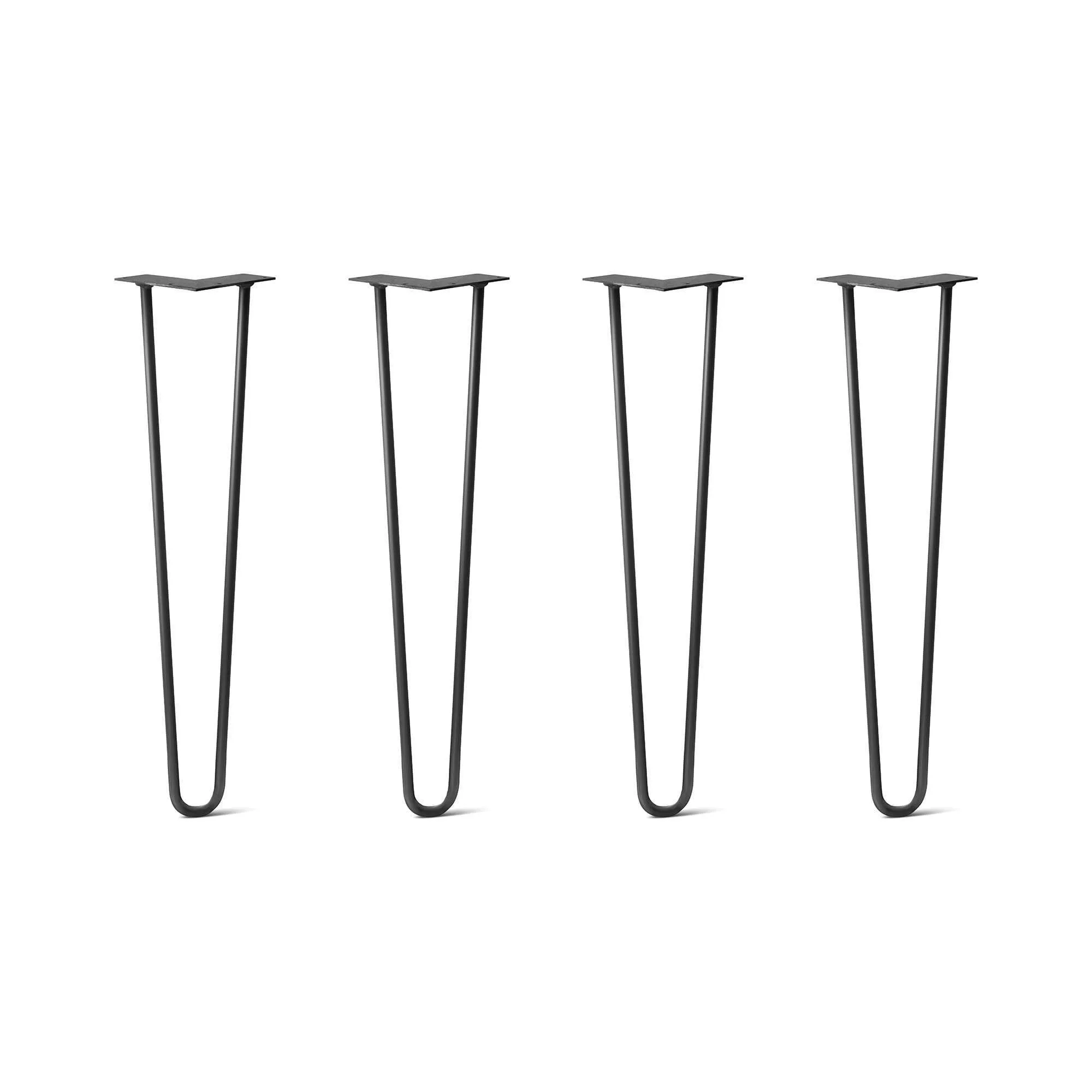 Hairpin Legs Set of 4, 2-Rod Design - Jet Black Satin Powder Coated Finish