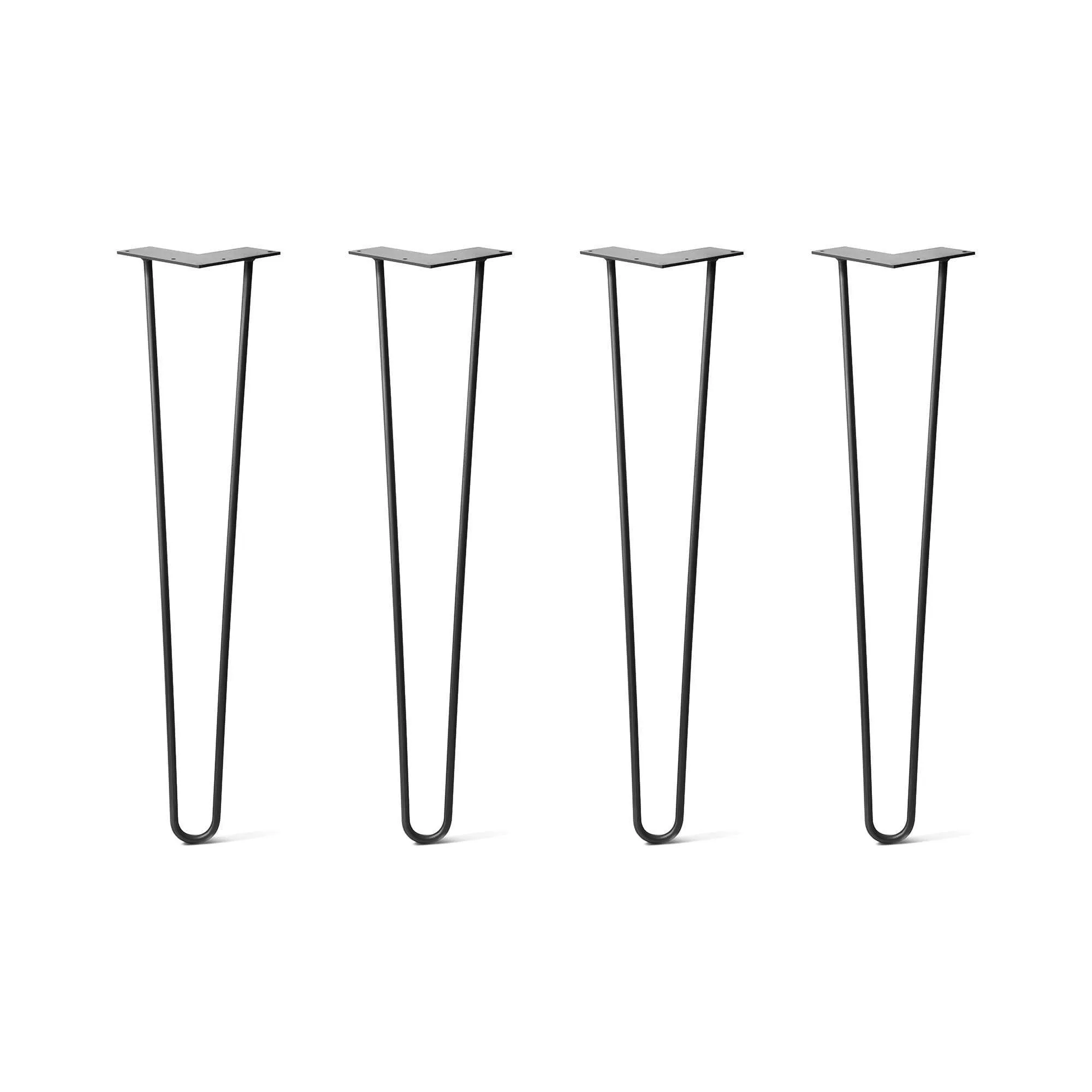 Hairpin Legs Set of 4, 2-Rod Design - Jet Black Satin Powder Coated Finish