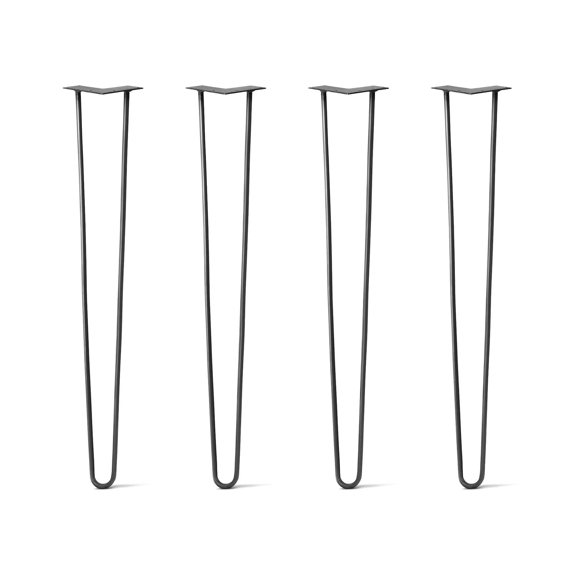 Hairpin Legs Set of 4, 2-Rod Design - Jet Black Satin Powder Coated Finish