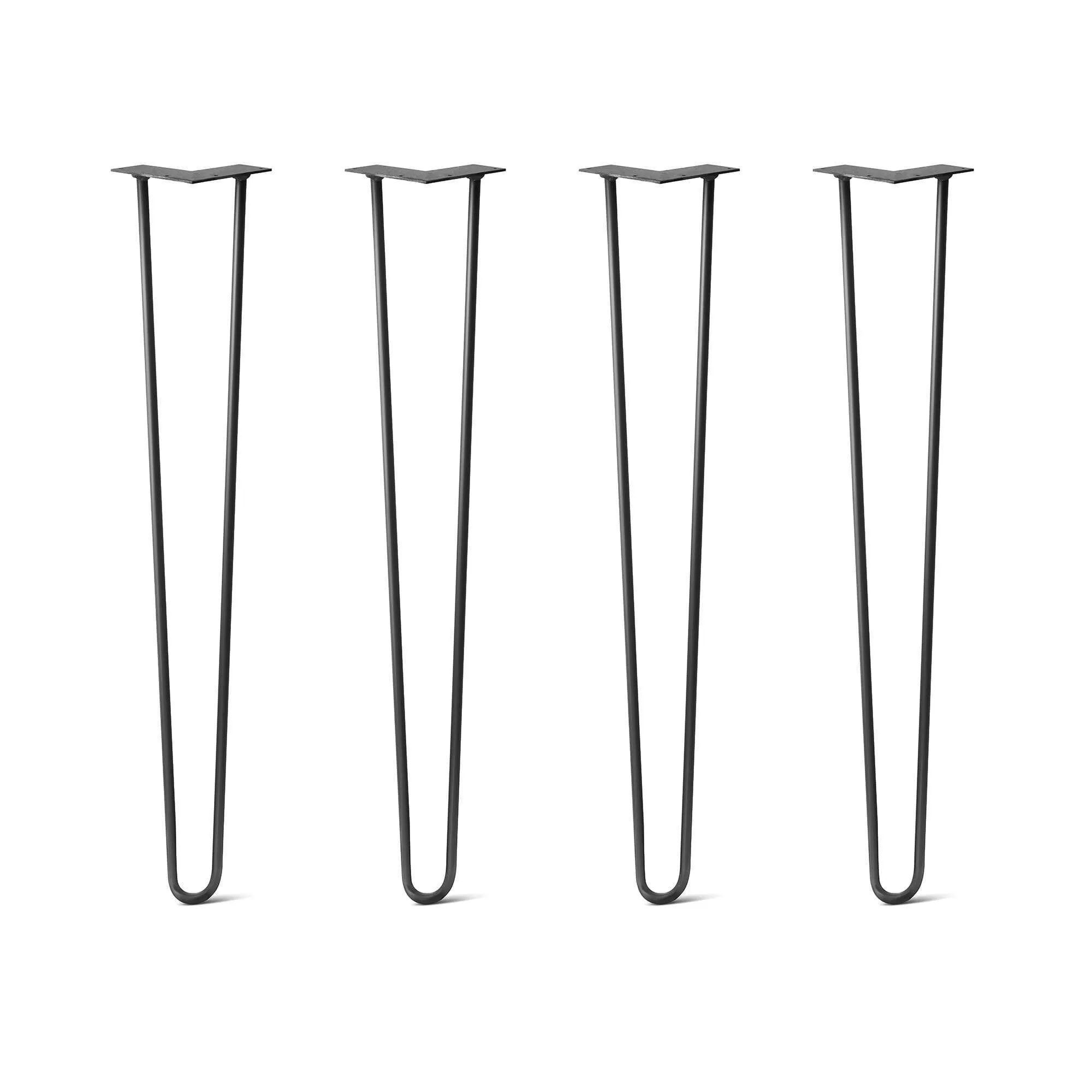 Hairpin Legs Set of 4, 2-Rod Design - Jet Black Satin Powder Coated Finish