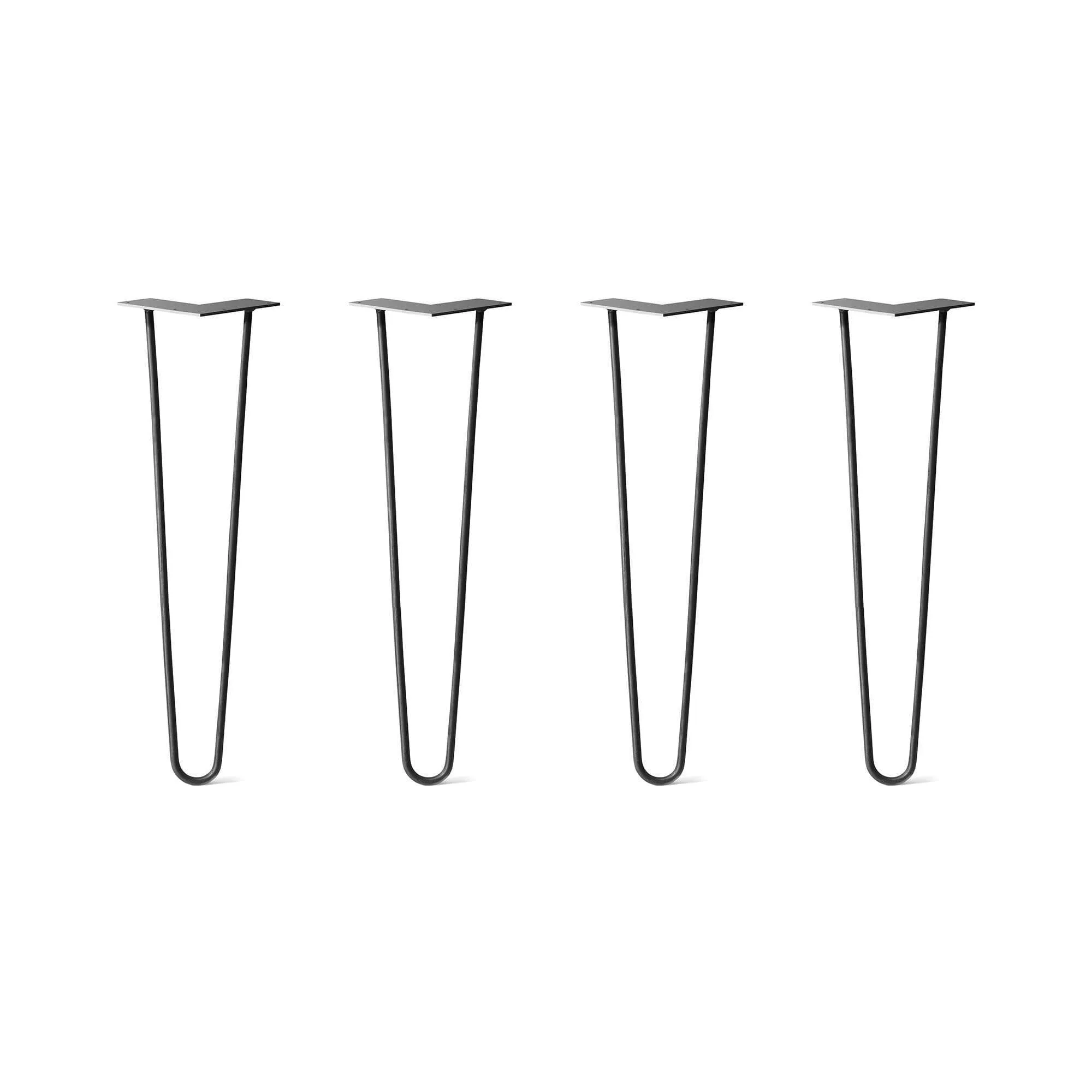 Hairpin Legs Set of 4, 2-Rod Design - Jet Black Satin Powder Coated Finish