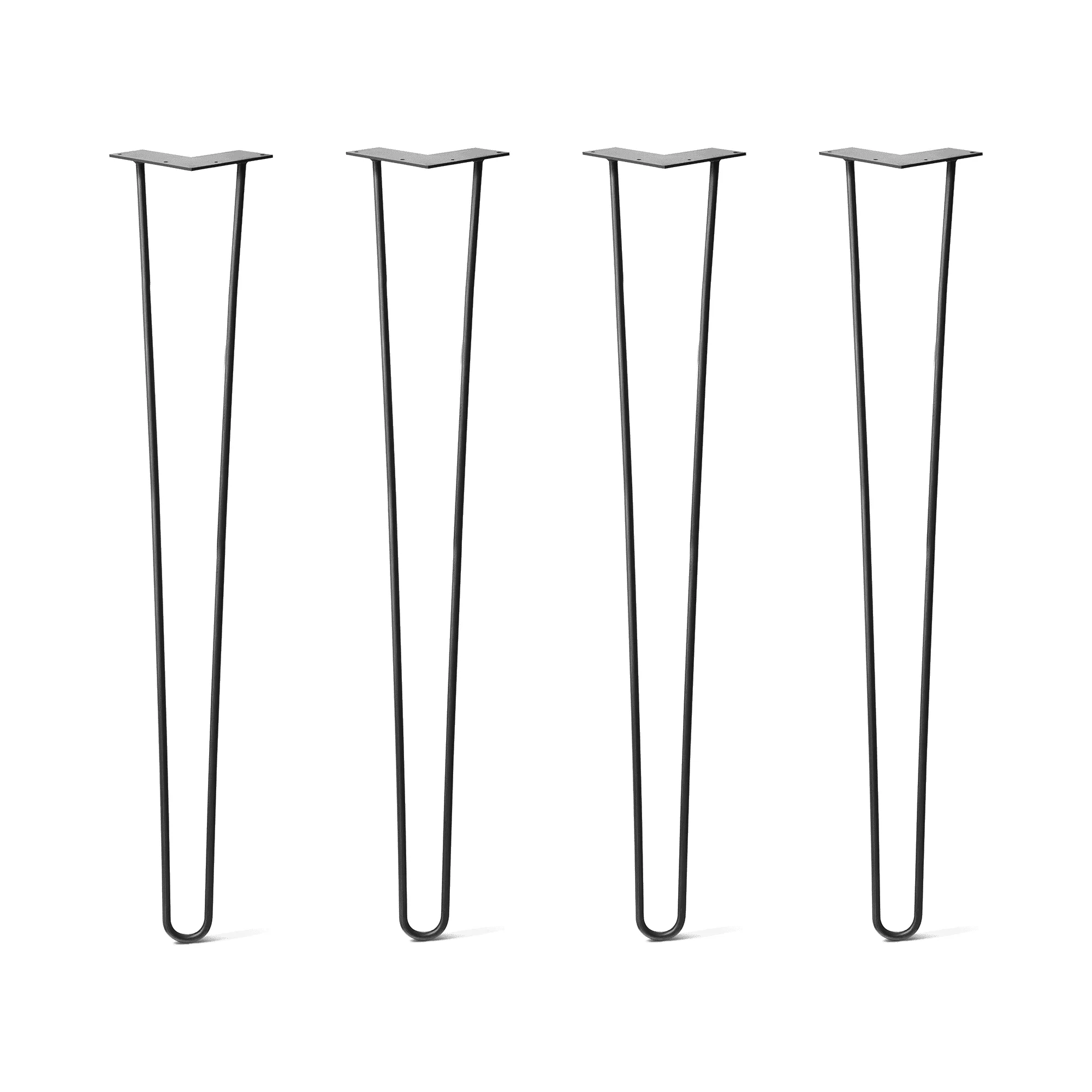 Hairpin Legs Set of 4, 2-Rod Design - Jet Black Satin Powder Coated Finish