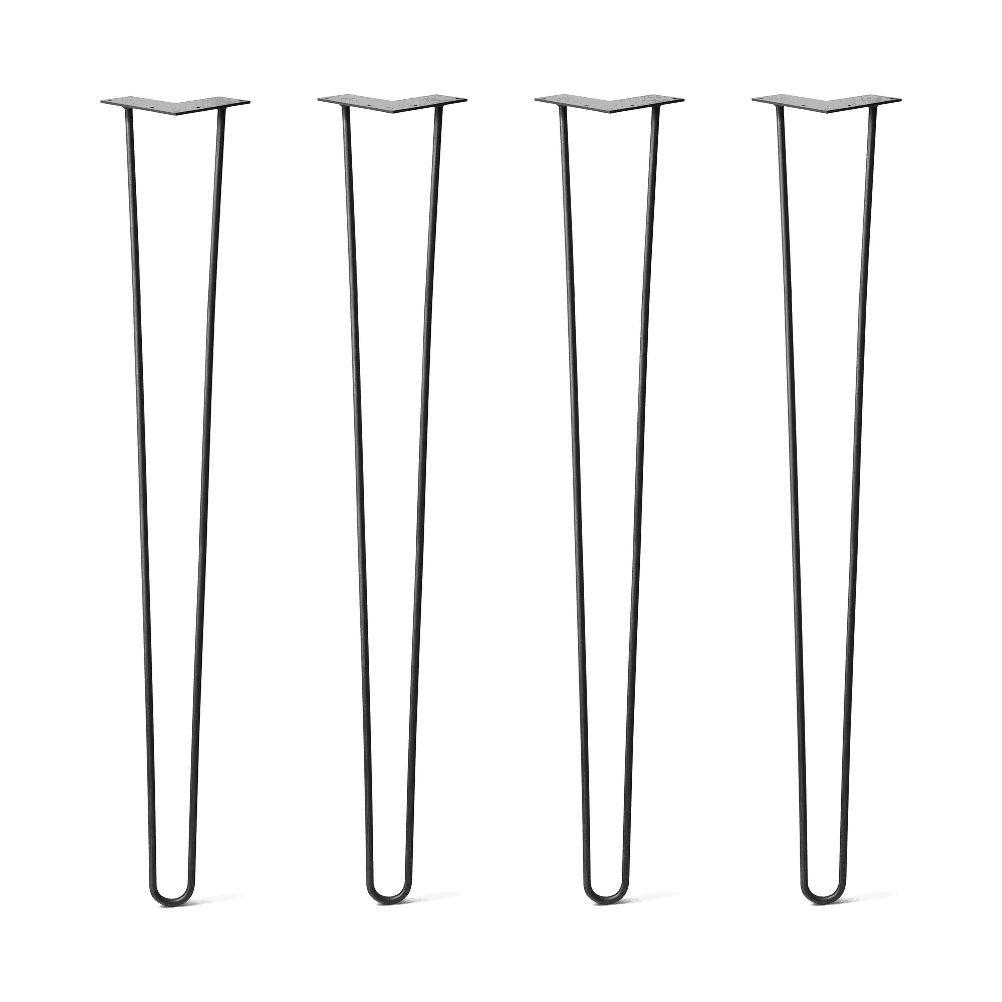 Hairpin Legs Set of 4, 2-Rod Design - Jet Black Satin Powder Coated Finish