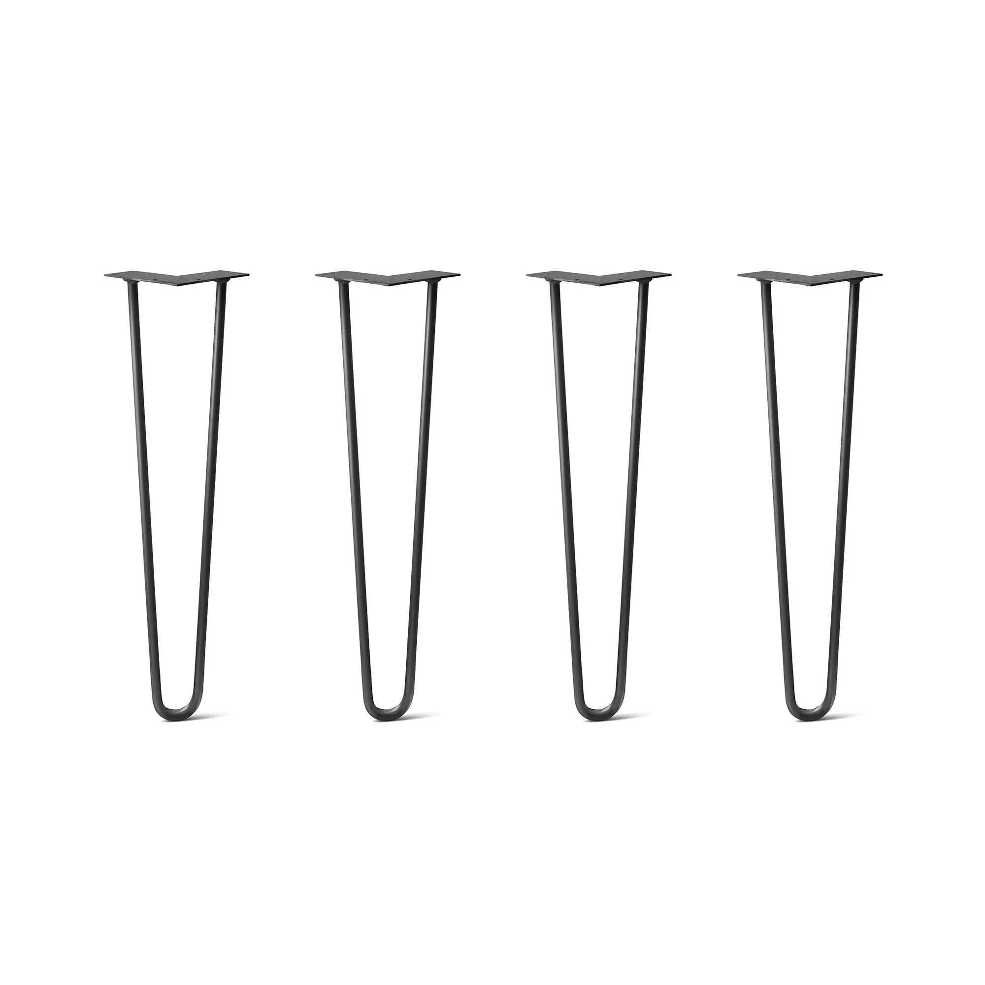 Hairpin Legs Set of 4, 2-Rod Design - Jet Black Satin Powder Coated Finish