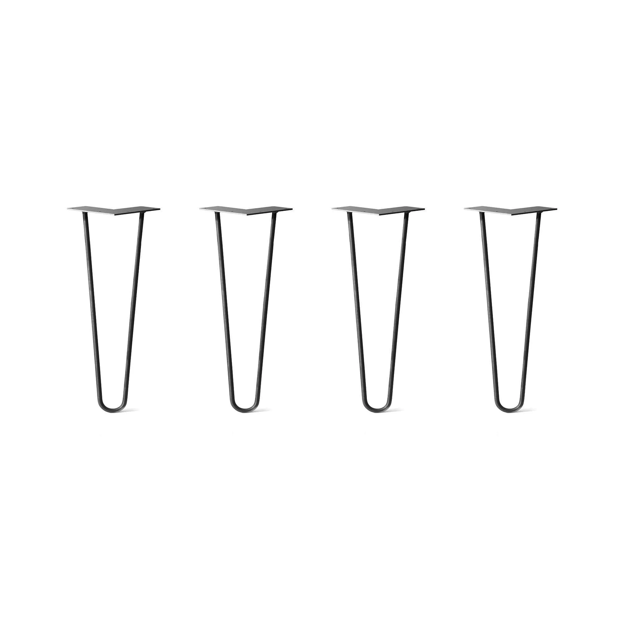 Hairpin Legs Set of 4, 2-Rod Design - Jet Black Satin Powder Coated Finish