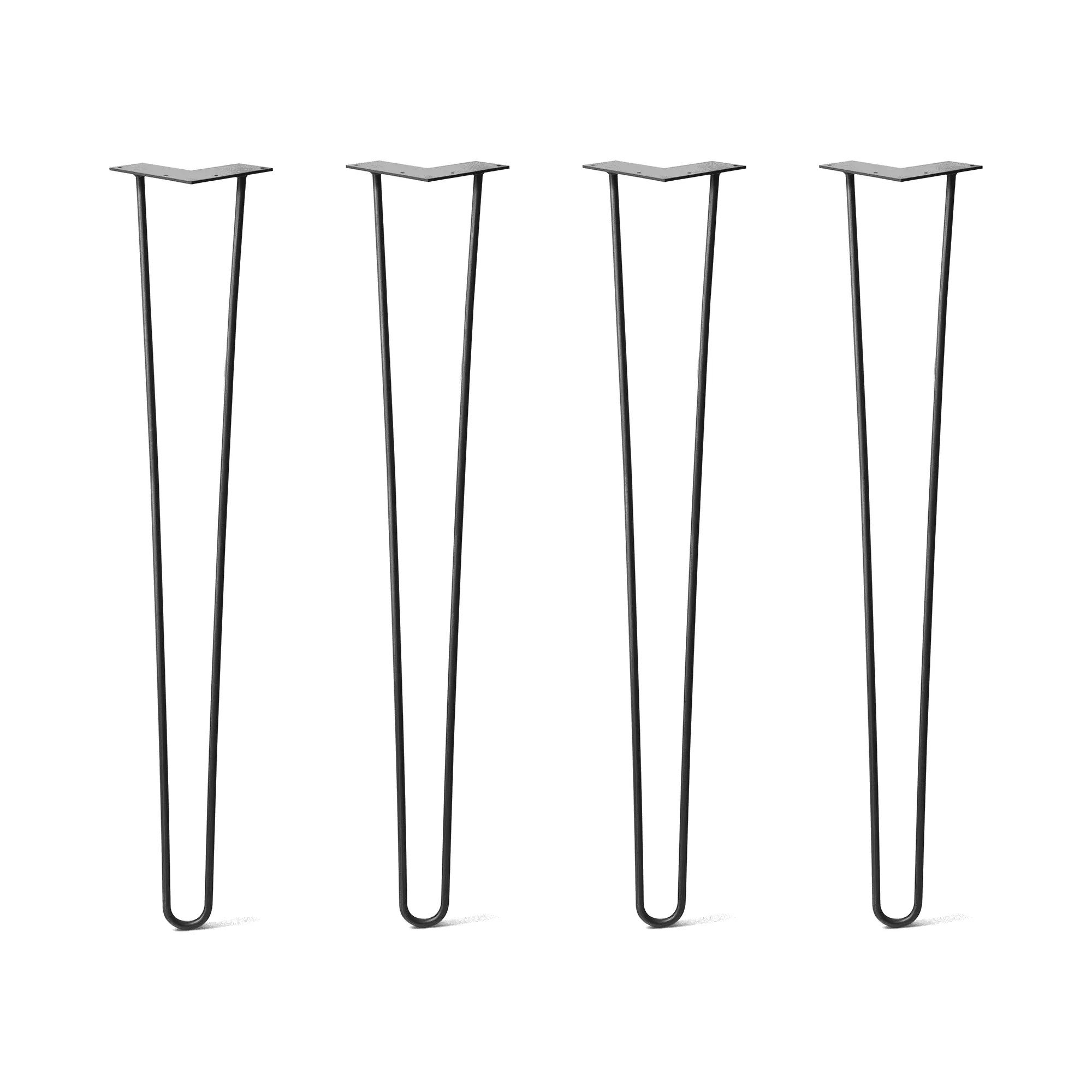 Hairpin Legs Set of 4, 2-Rod Design - Jet Black Satin Powder Coated Finish