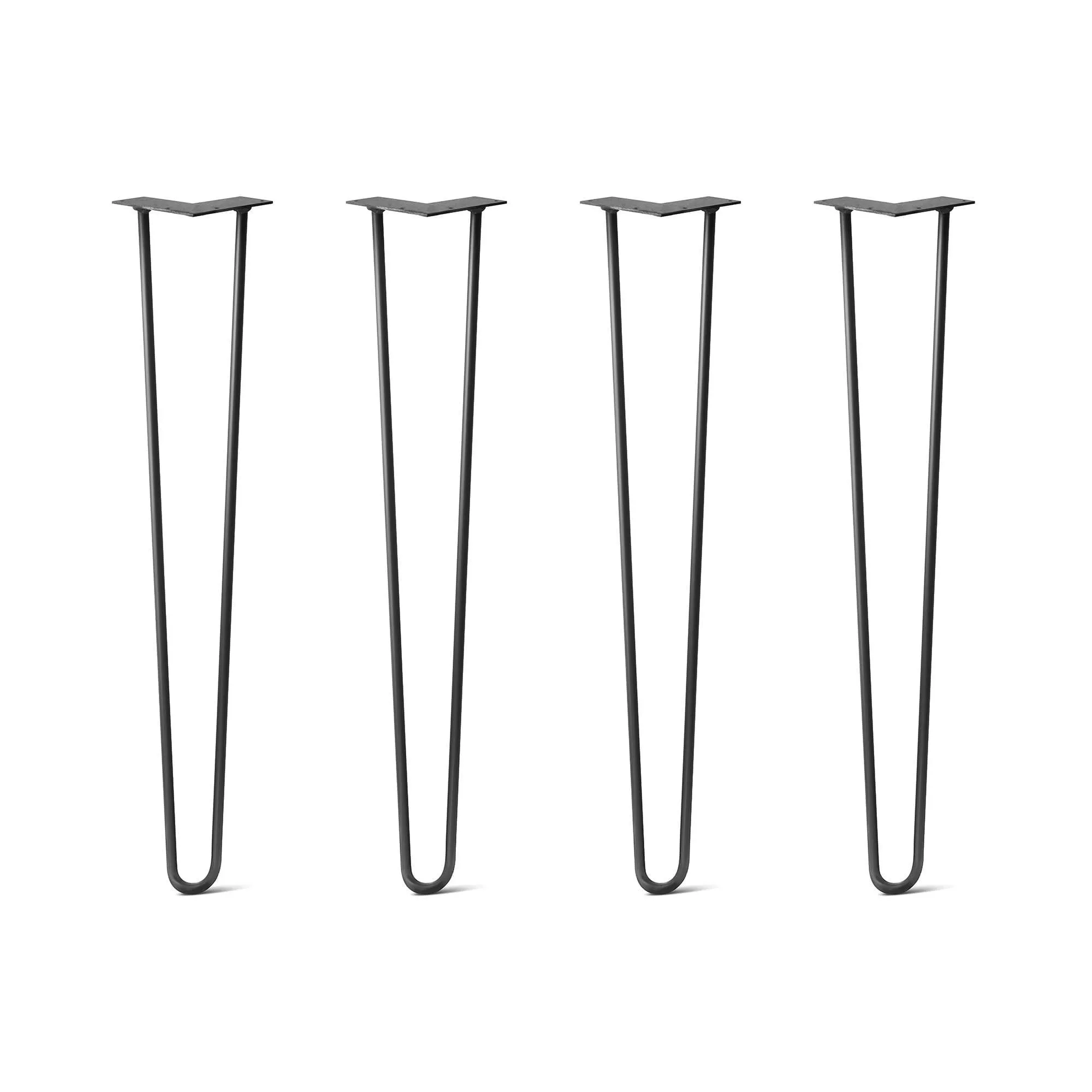 Hairpin Legs Set of 4, 2-Rod Design - Jet Black Satin Powder Coated Finish