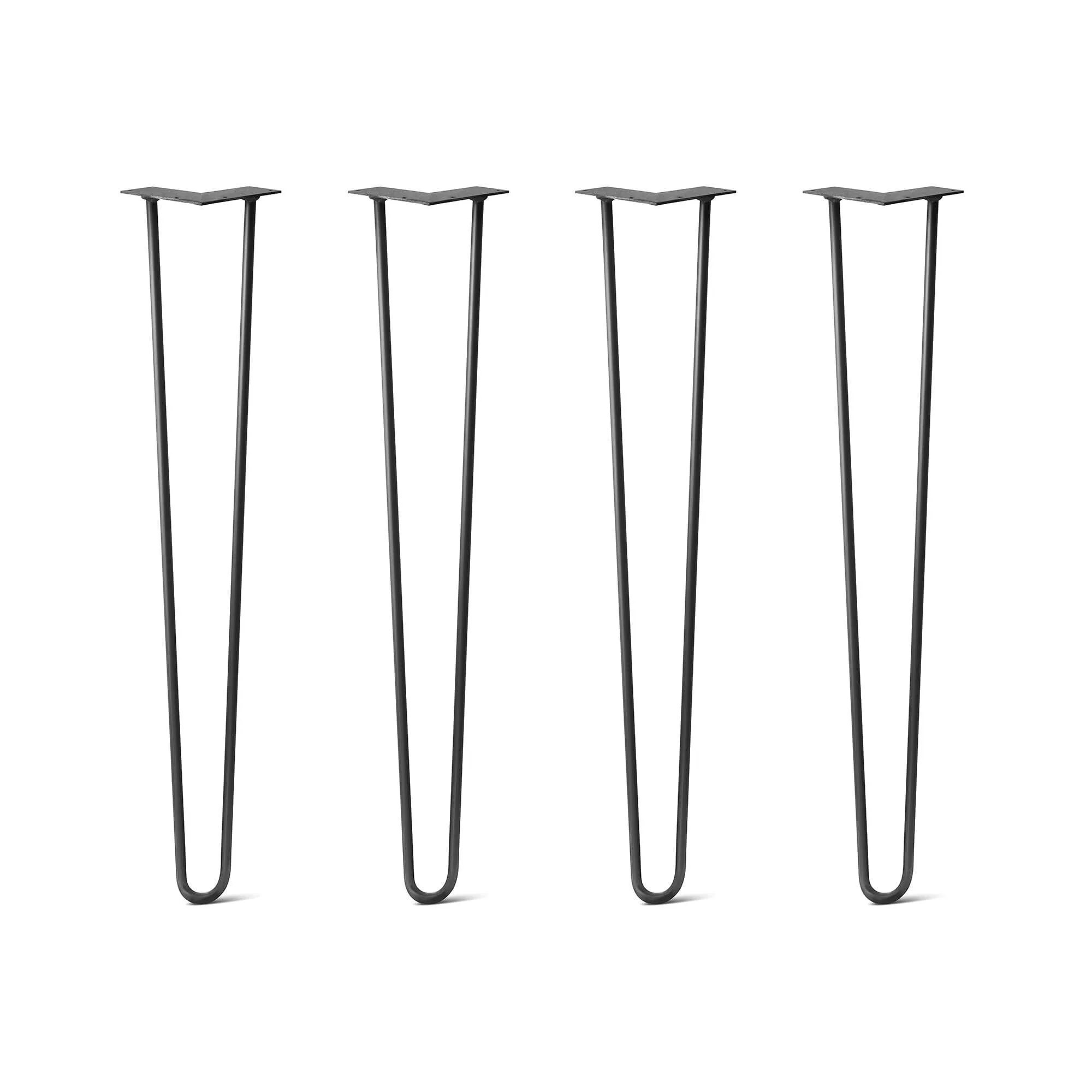 Hairpin Legs Set of 4, 2-Rod Design - Jet Black Satin Powder Coated Finish