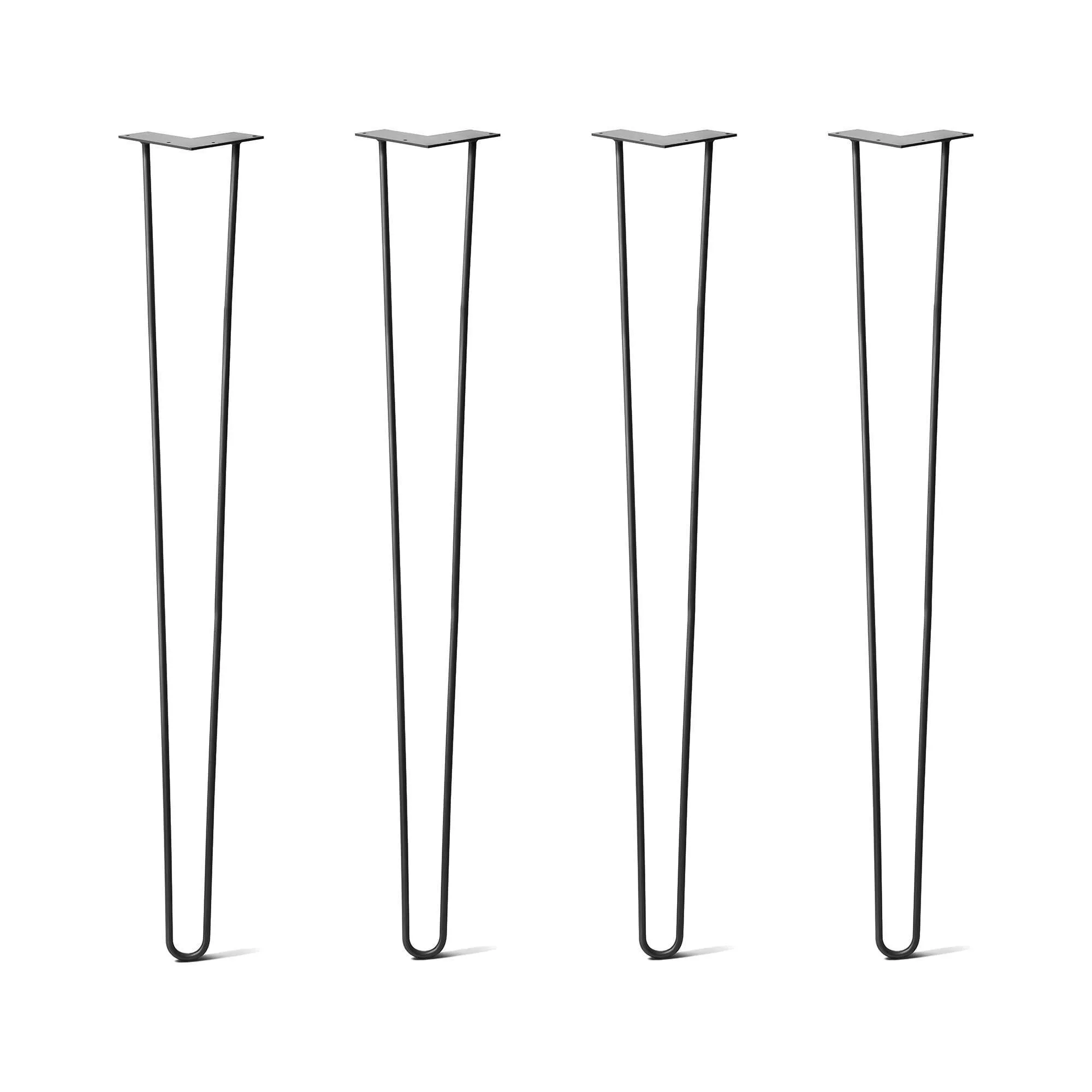 Hairpin Legs Set of 4, 2-Rod Design - Jet Black Satin Powder Coated Finish