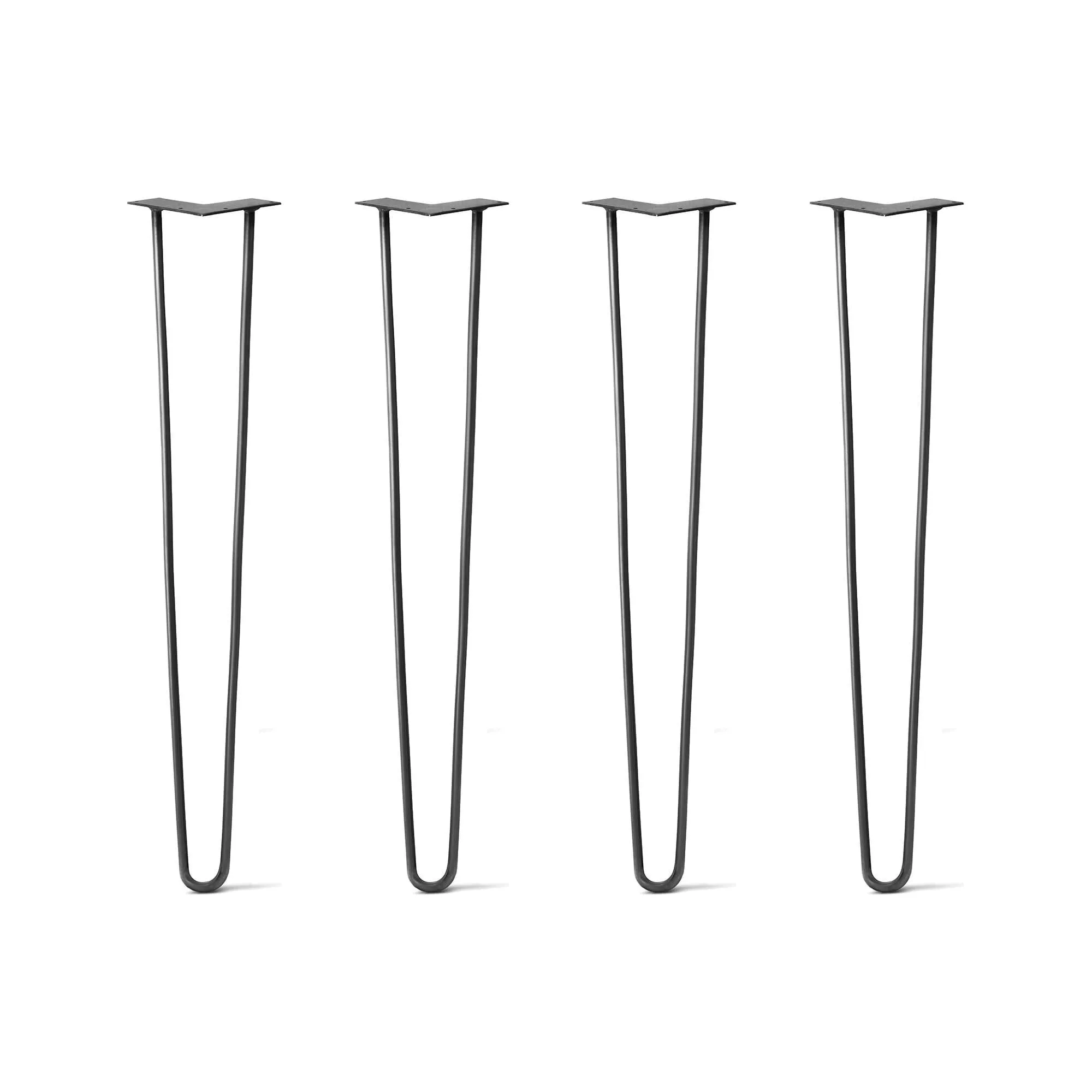 Hairpin Legs Set of 4, 2-Rod Design - Jet Black Satin Powder Coated Finish