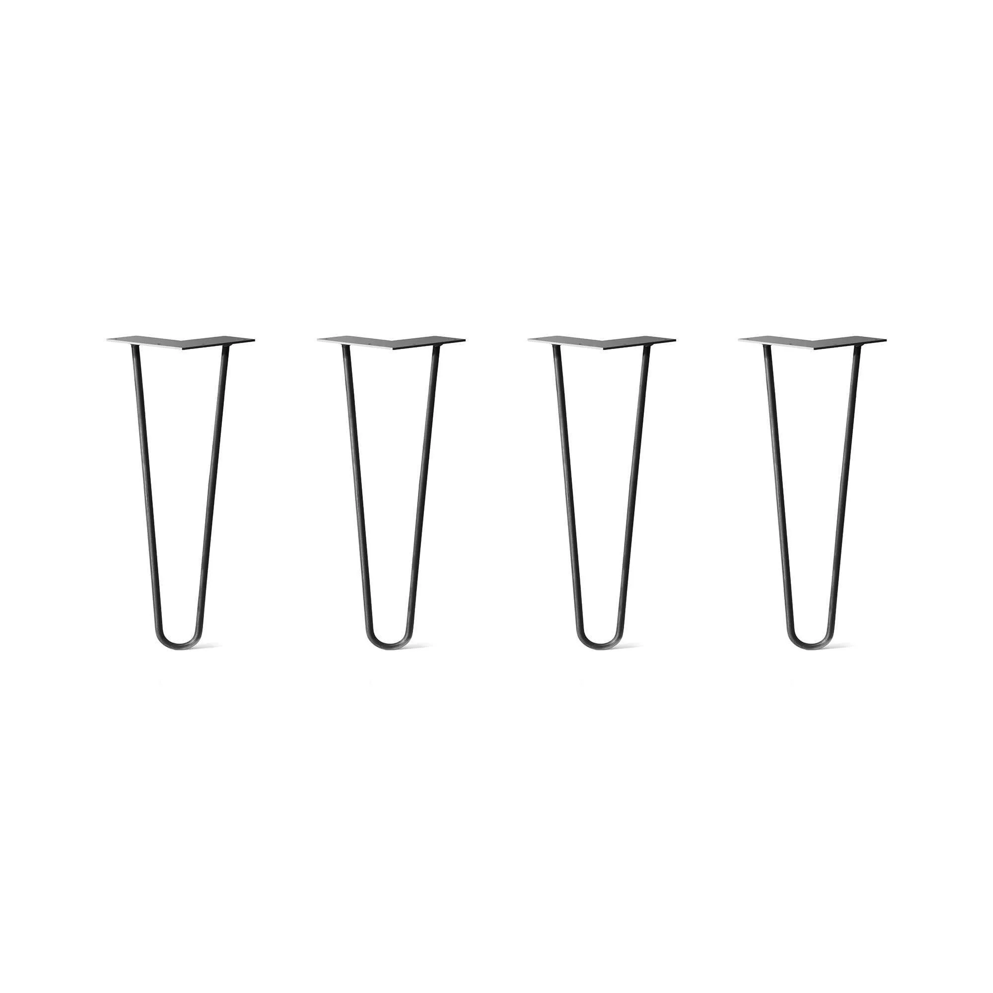 Hairpin Legs Set of 4, 2-Rod Design - Jet Black Satin Powder Coated Finish