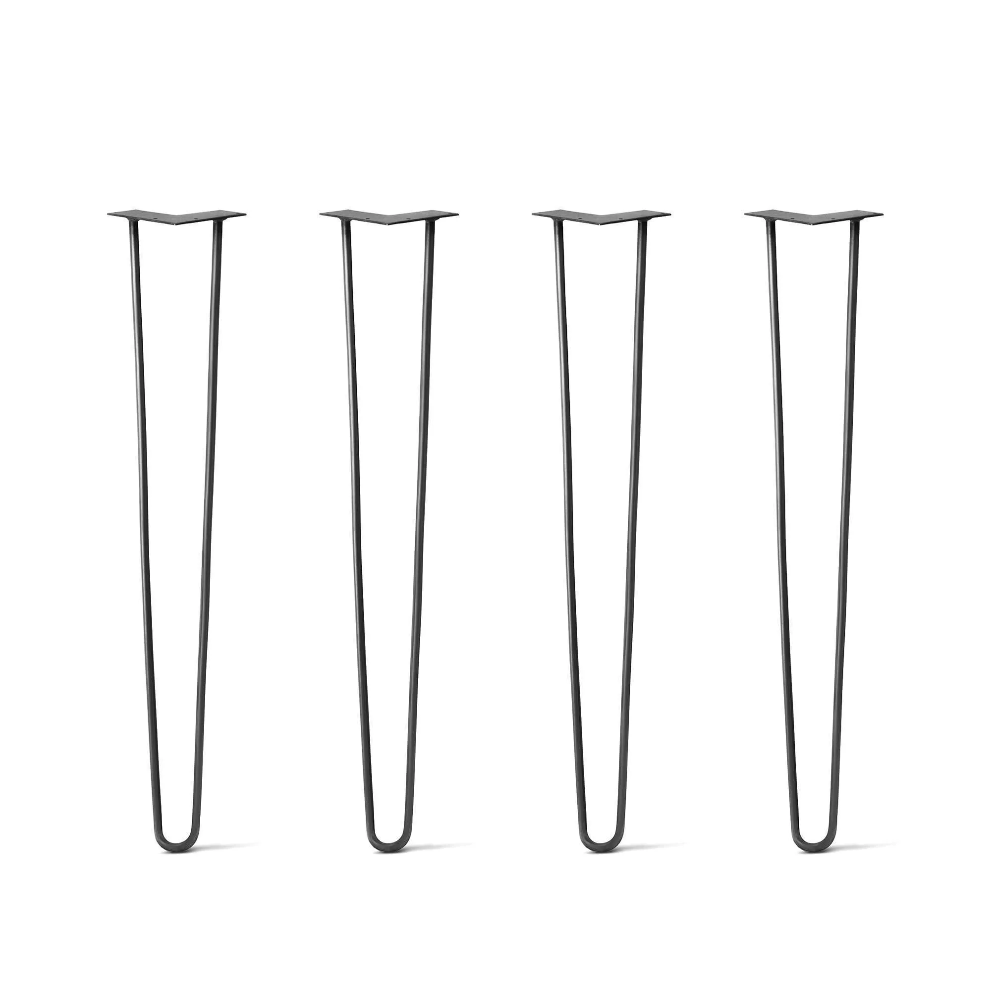 Hairpin Legs Set of 4, 2-Rod Design - Jet Black Satin Powder Coated Finish