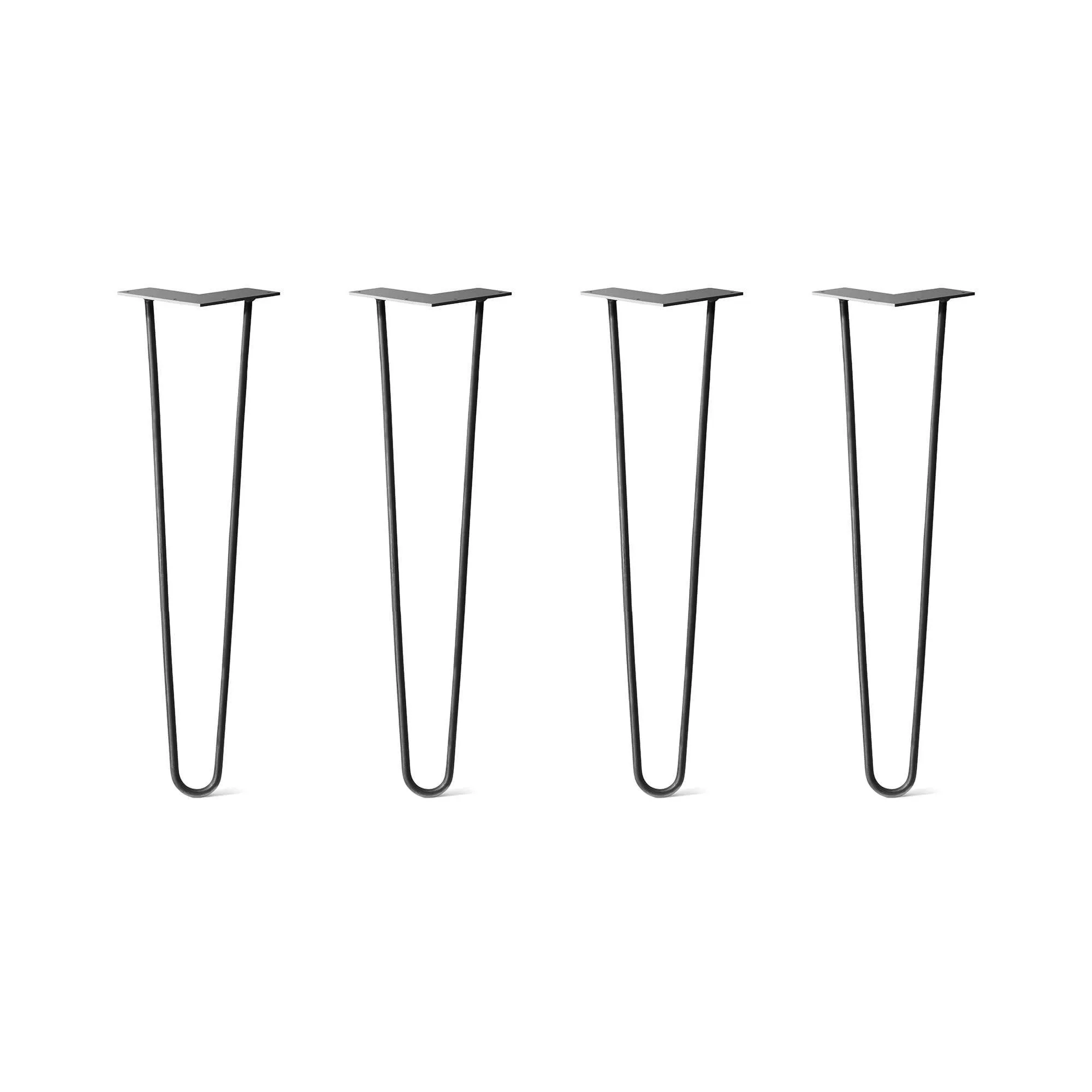 Hairpin Legs Set of 4, 2-Rod Design - Jet Black Satin Powder Coated Finish