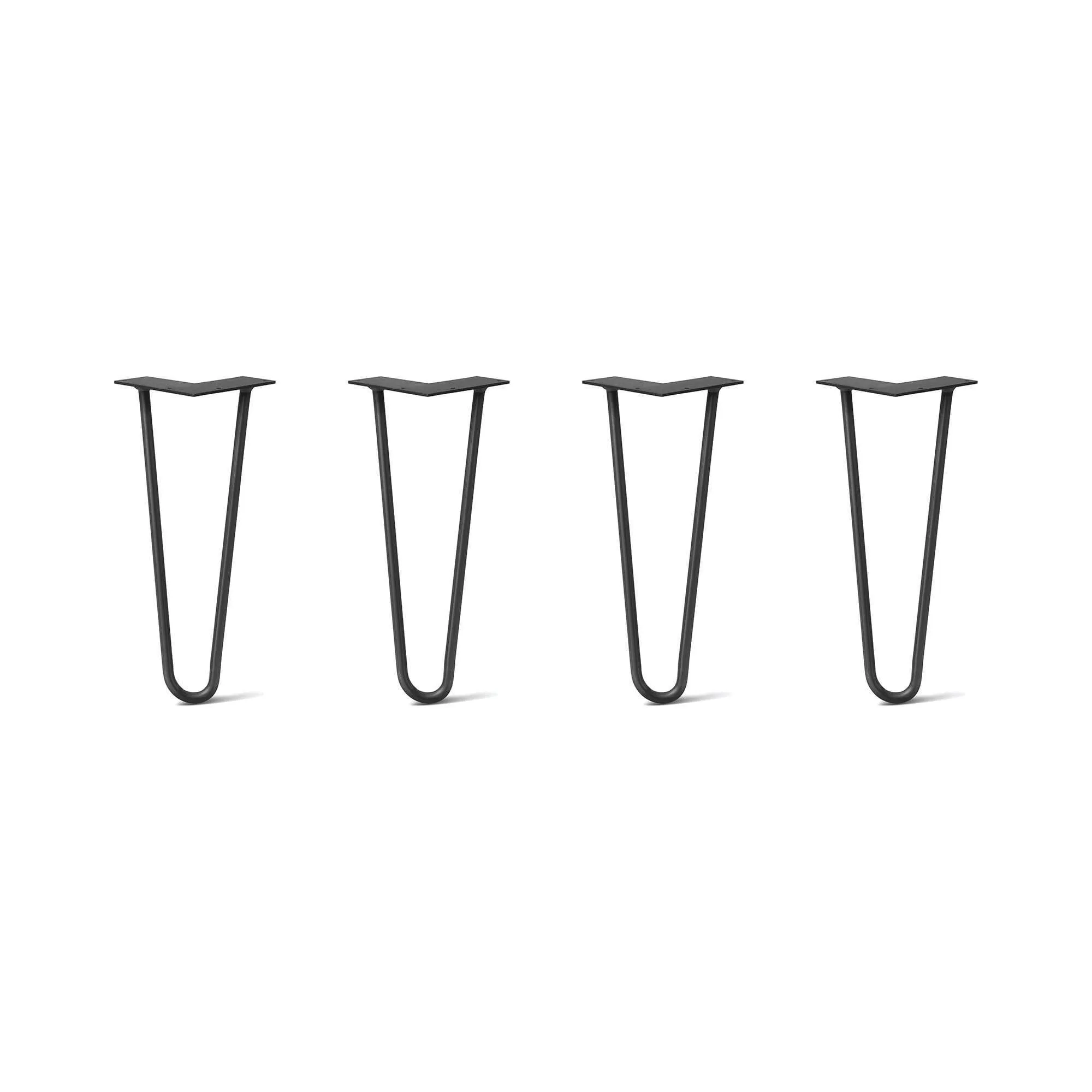 Hairpin Legs Set of 4, 2-Rod Design - Jet Black Satin Powder Coated Finish