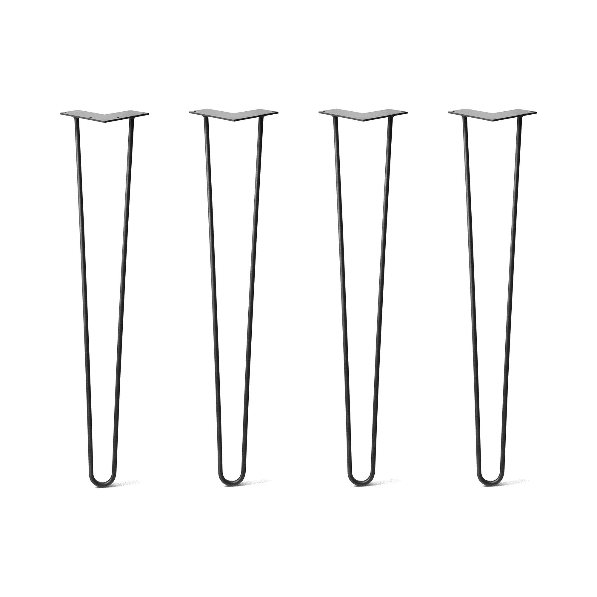 Hairpin Legs Set of 4, 2-Rod Design - Jet Black Satin Powder Coated Finish