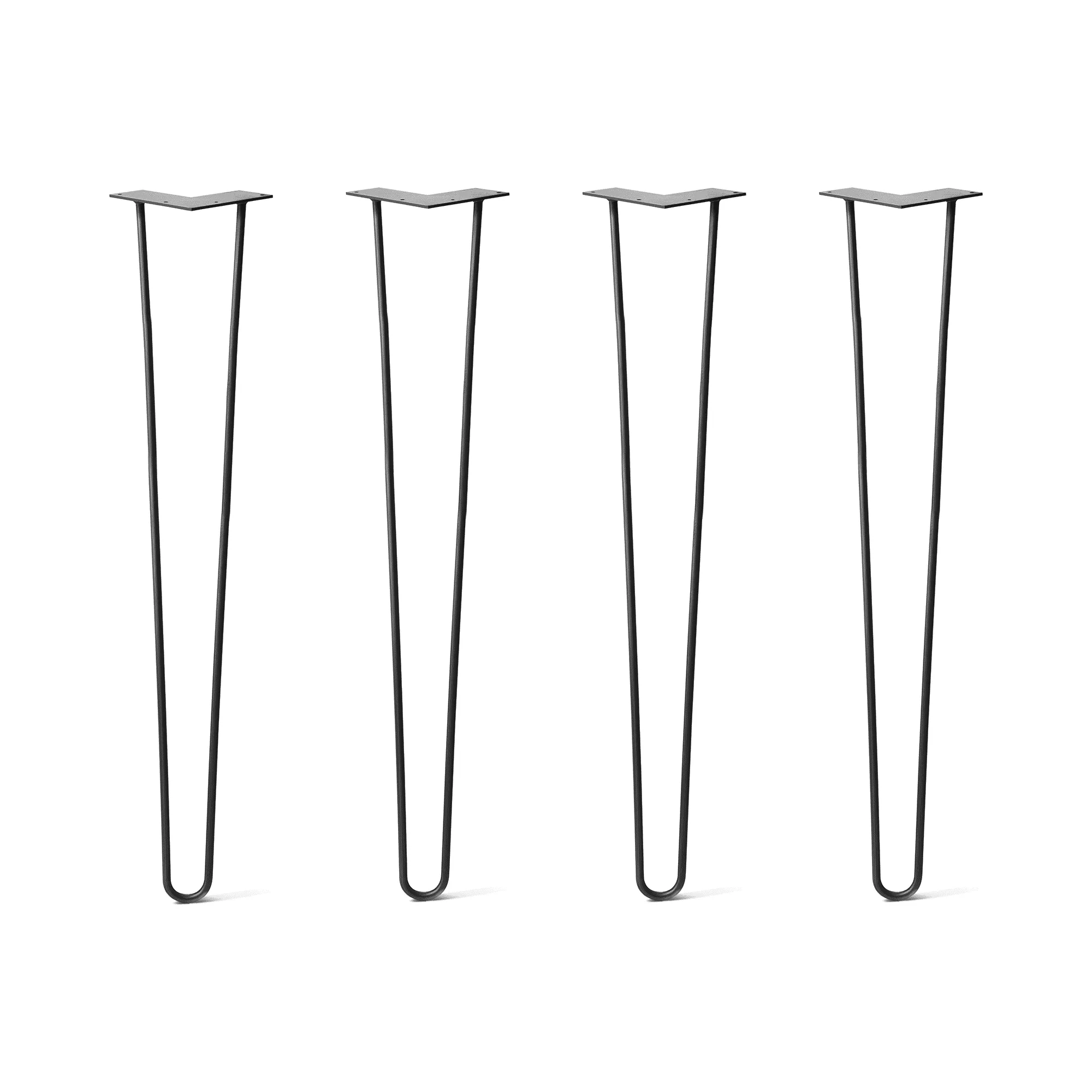 Hairpin Legs Set of 4, 2-Rod Design - Jet Black Satin Powder Coated Finish