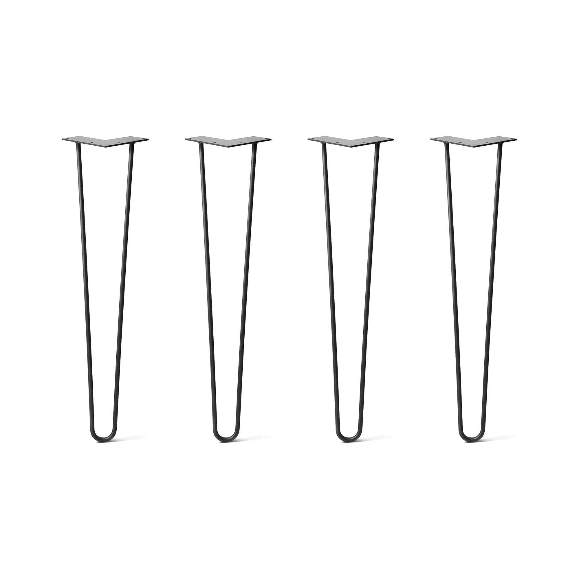 Hairpin Legs Set of 4, 2-Rod Design - Jet Black Satin Powder Coated Finish