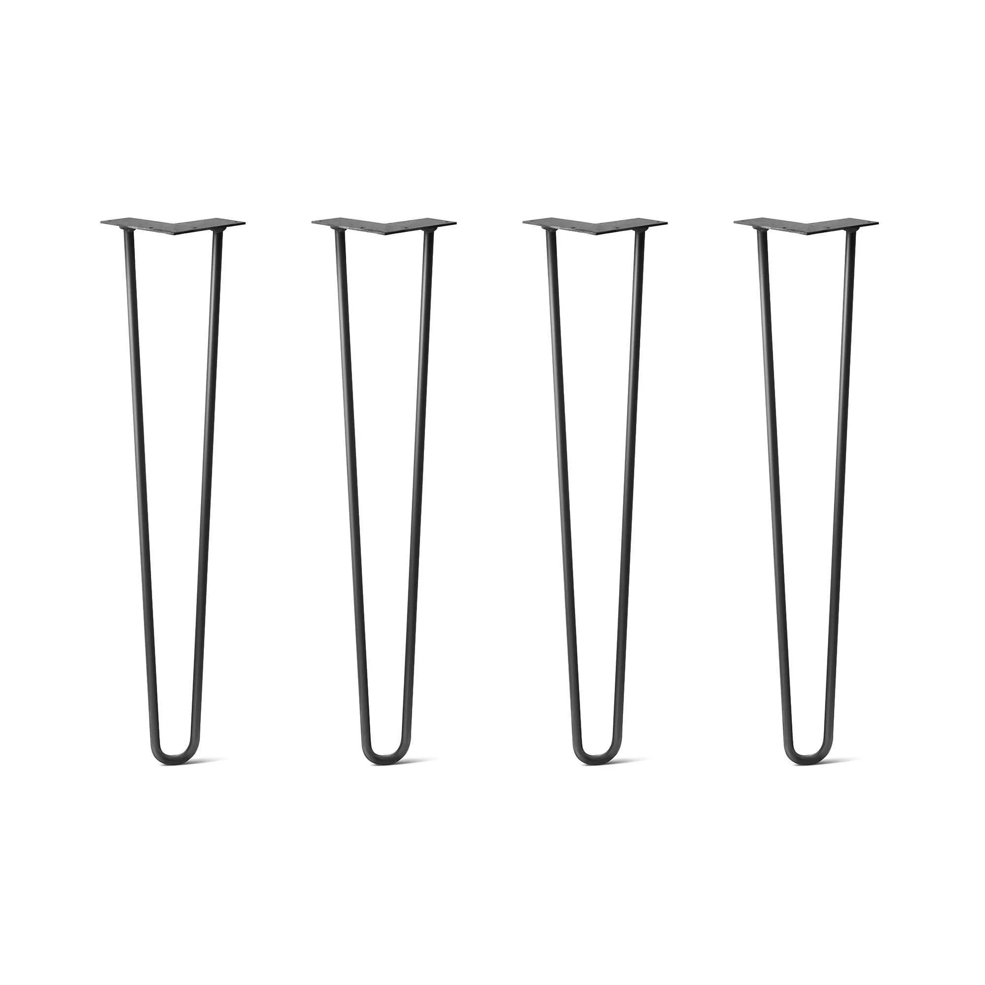 Hairpin Legs Set of 4, 2-Rod Design - Jet Black Satin Powder Coated Finish