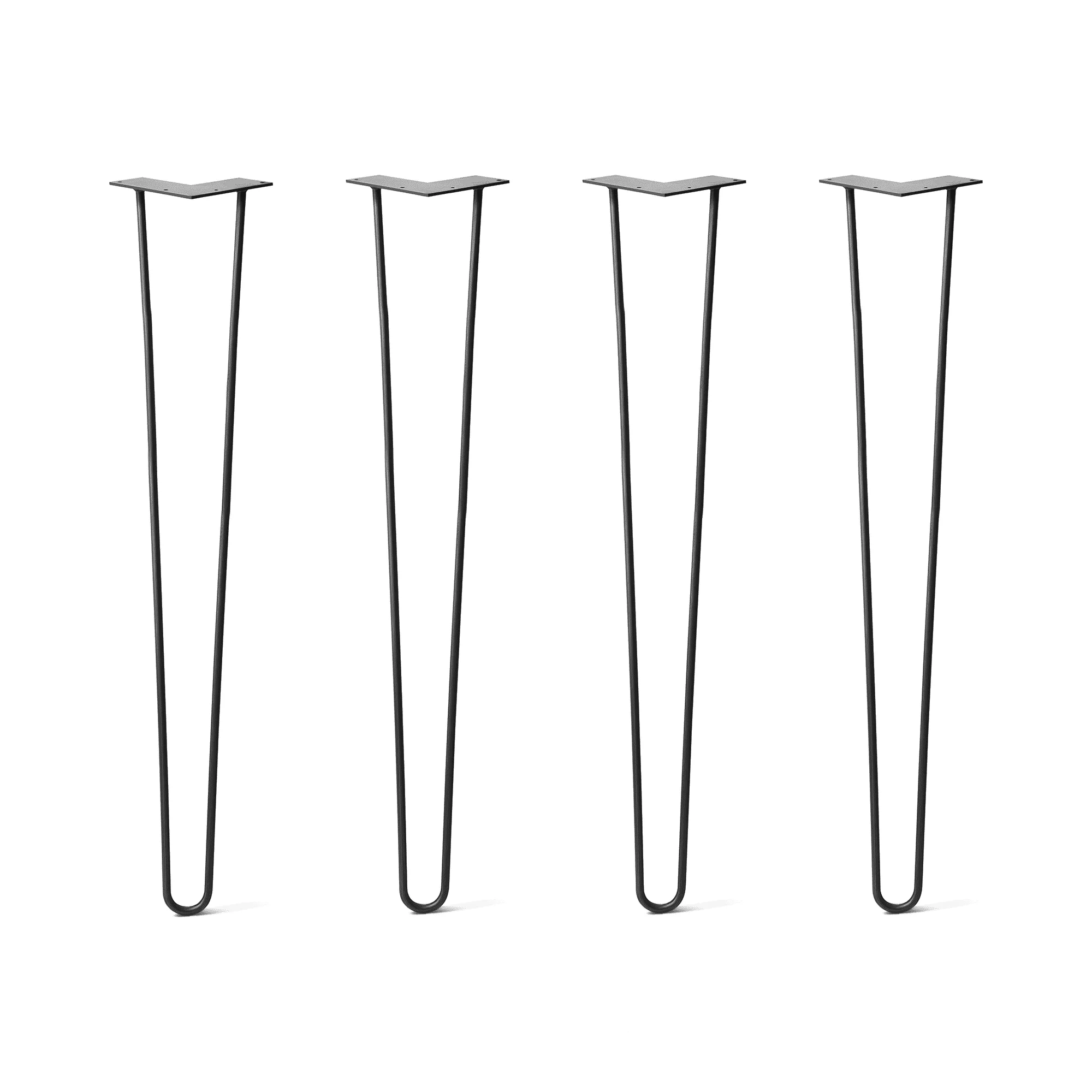 Hairpin Legs Set of 4, 2-Rod Design - Jet Black Satin Powder Coated Finish