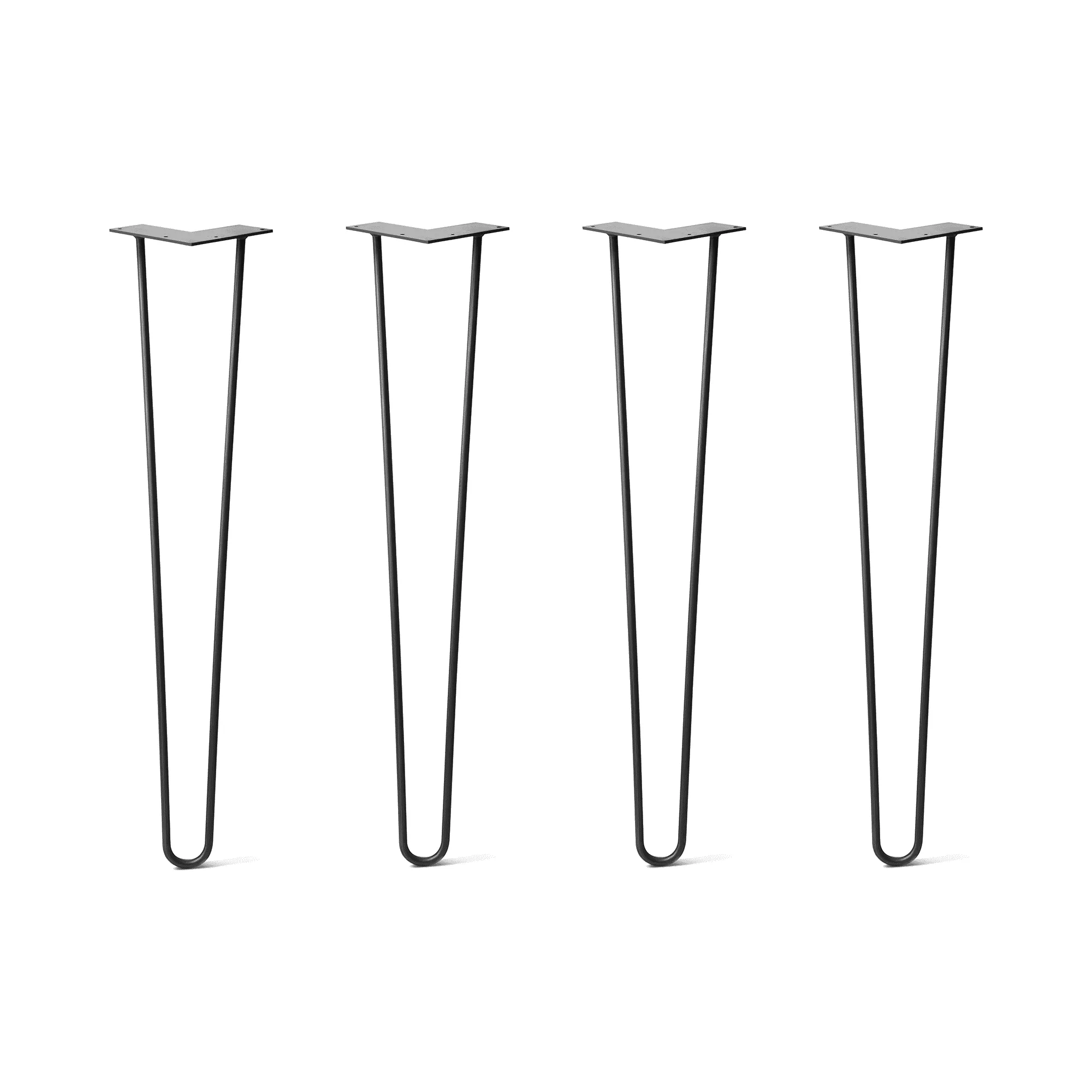 Hairpin Legs Set of 4, 2-Rod Design - Jet Black Satin Powder Coated Finish