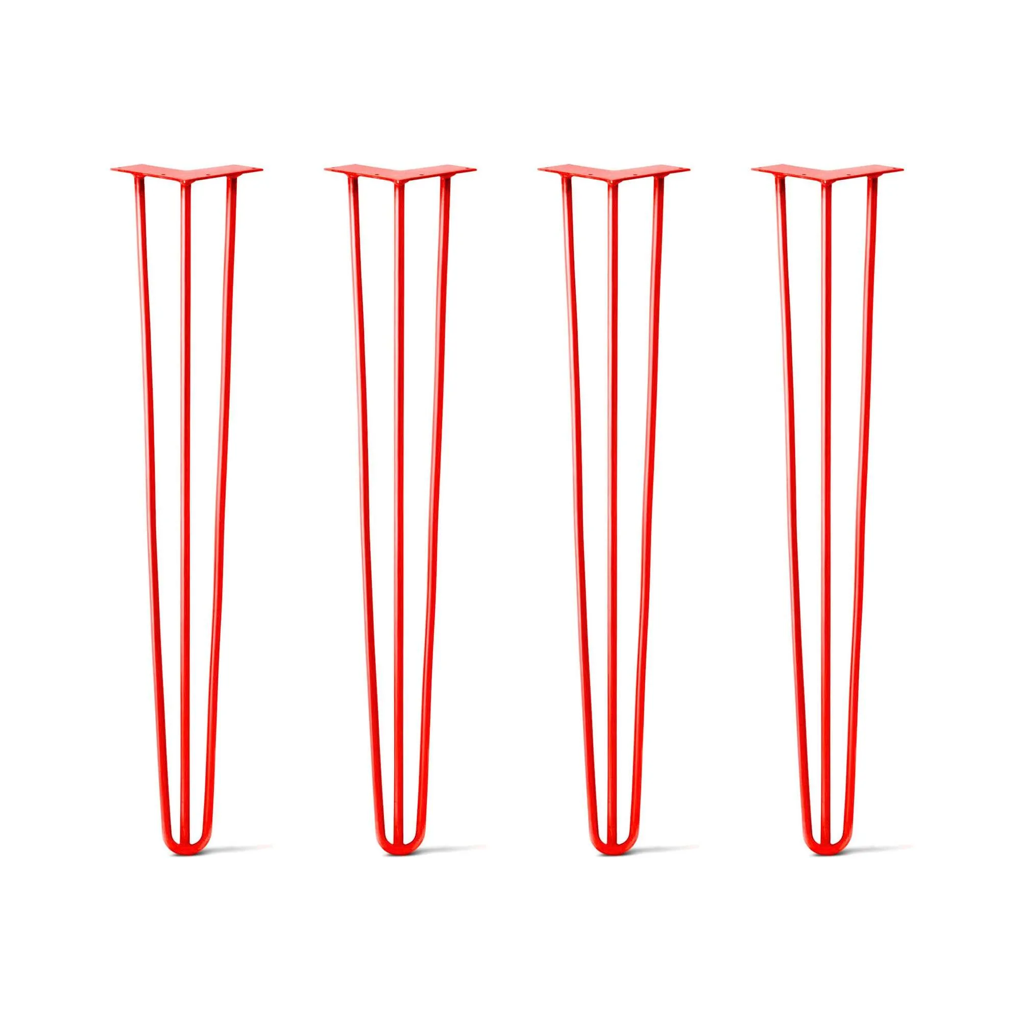 Hairpin Legs Set of 4, 3-Rod Design - Orange-Red Powder Coated Finish