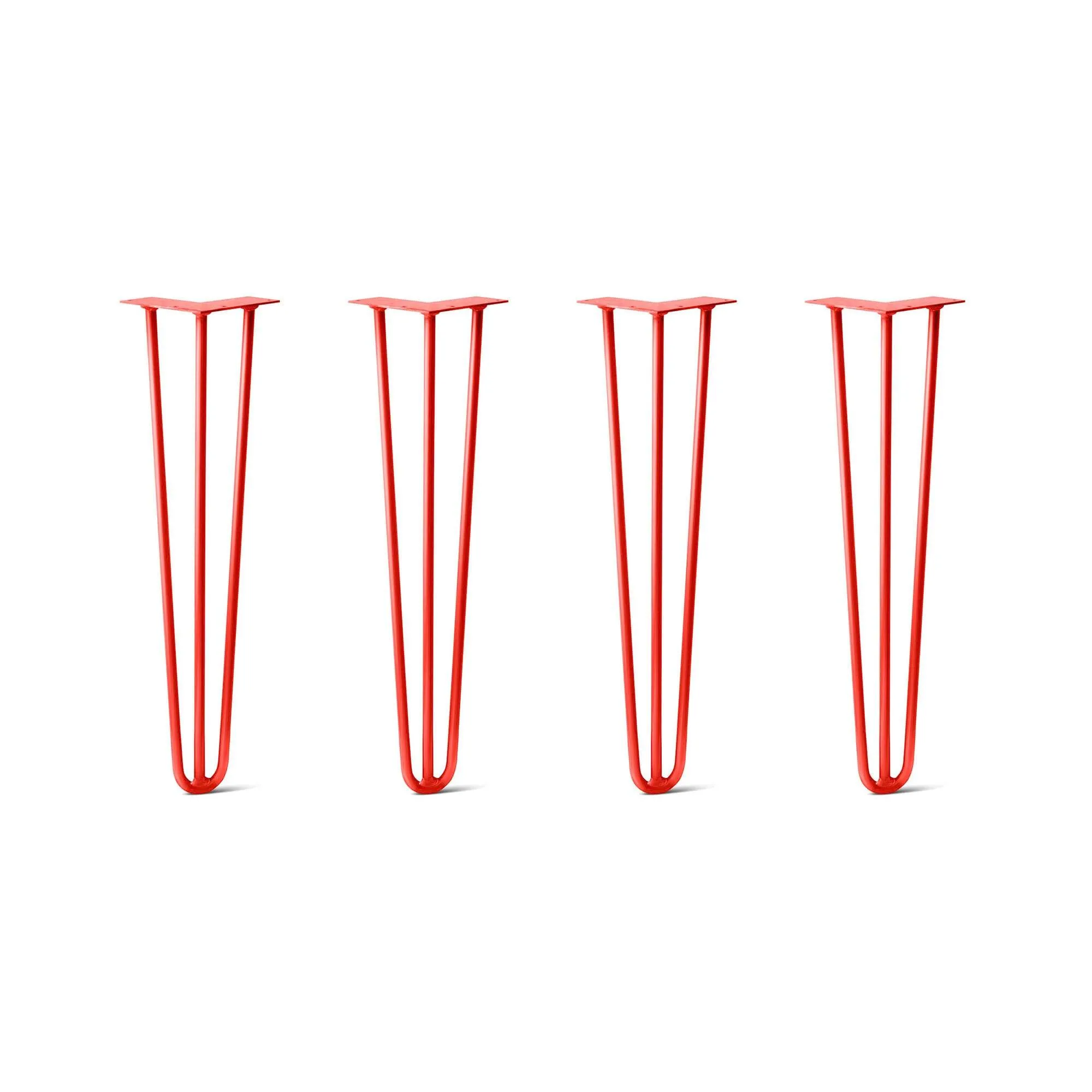 Hairpin Legs Set of 4, 3-Rod Design - Orange-Red Powder Coated Finish