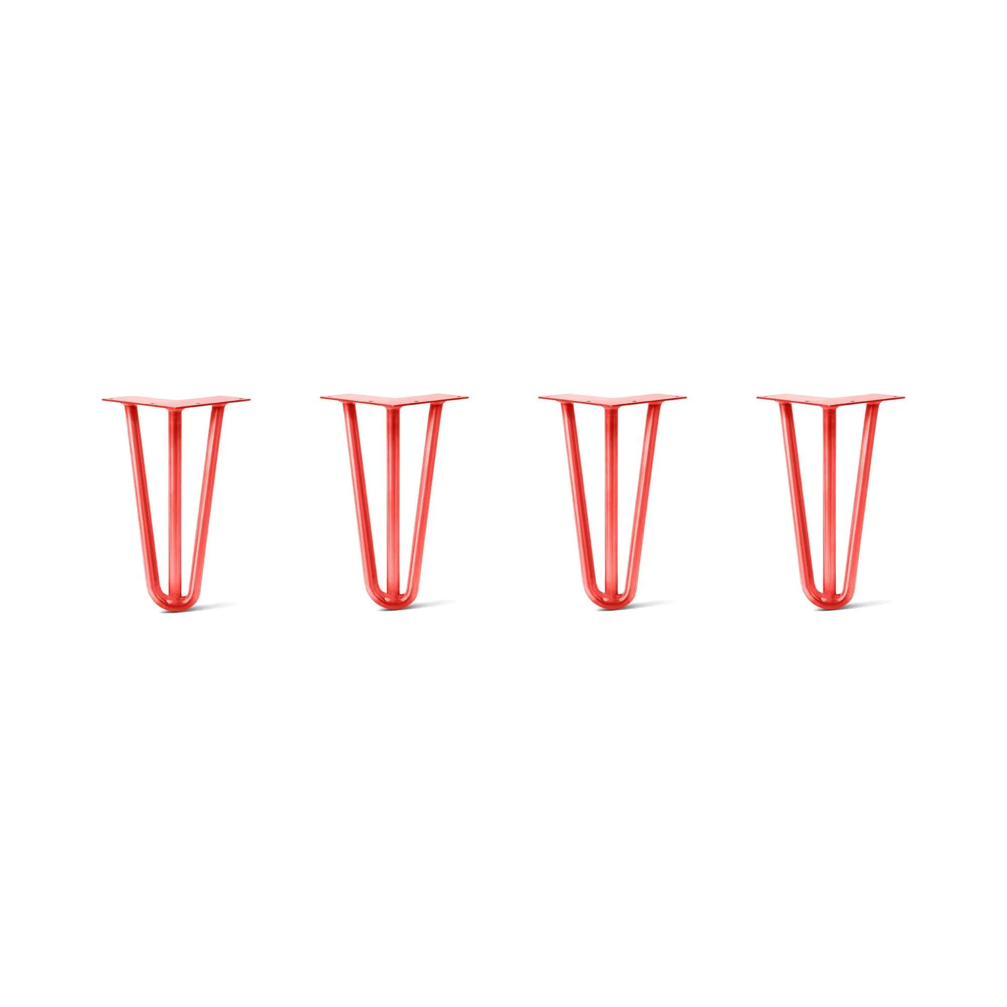 Hairpin Legs Set of 4, 3-Rod Design - Orange-Red Powder Coated Finish