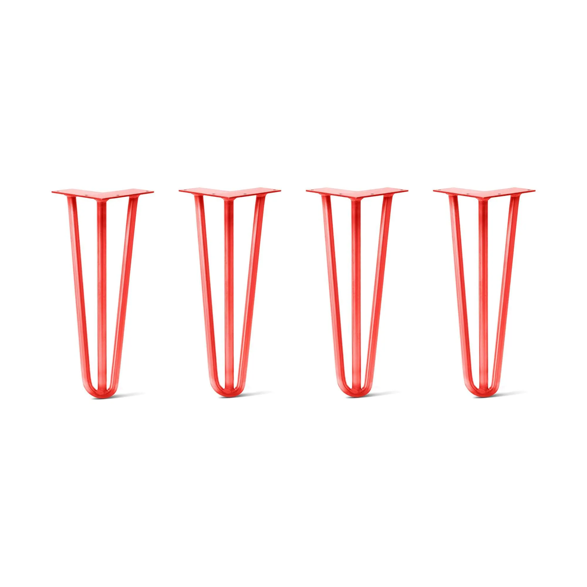 Hairpin Legs Set of 4, 3-Rod Design - Orange-Red Powder Coated Finish