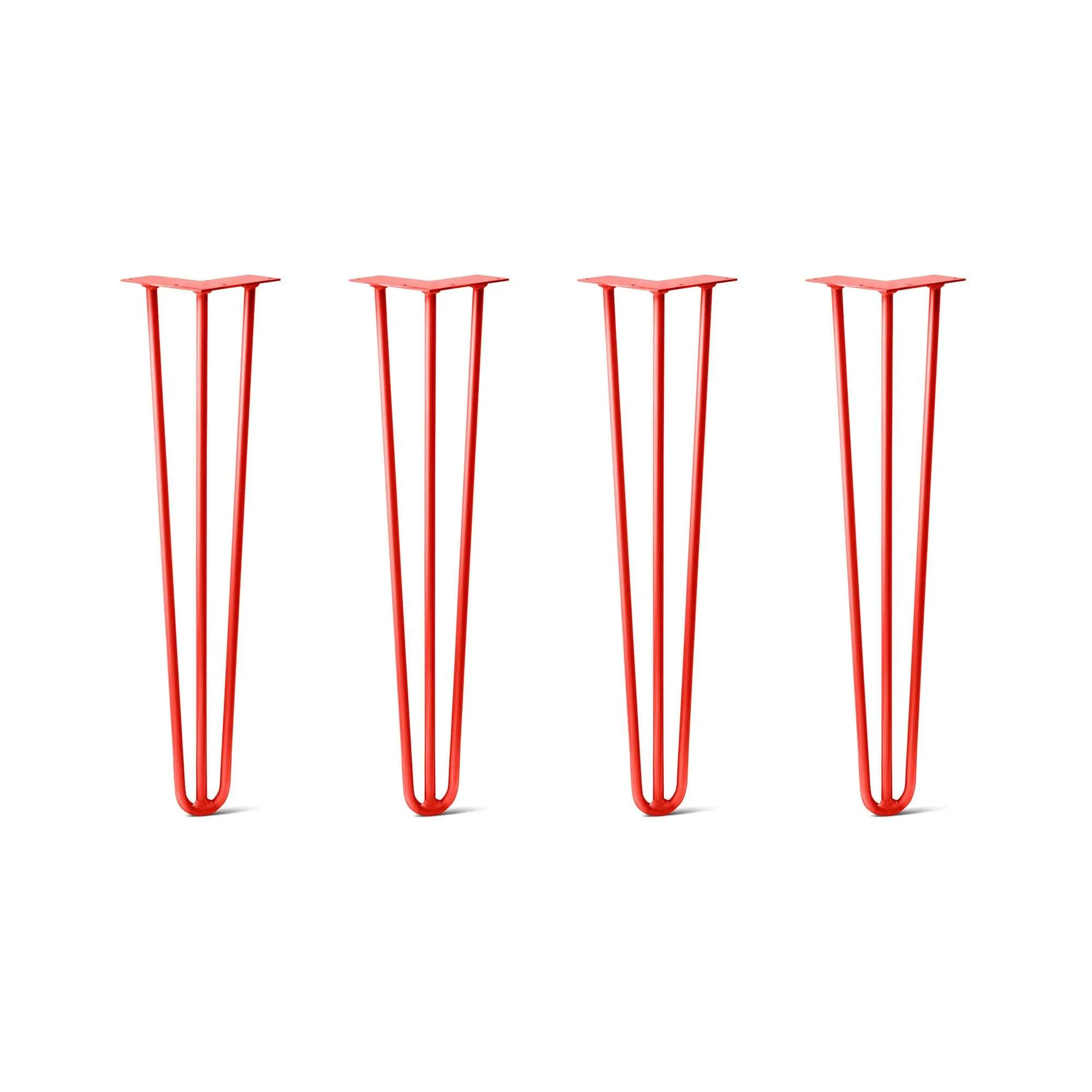 Hairpin Legs Set of 4, 3-Rod Design - Orange-Red Powder Coated Finish