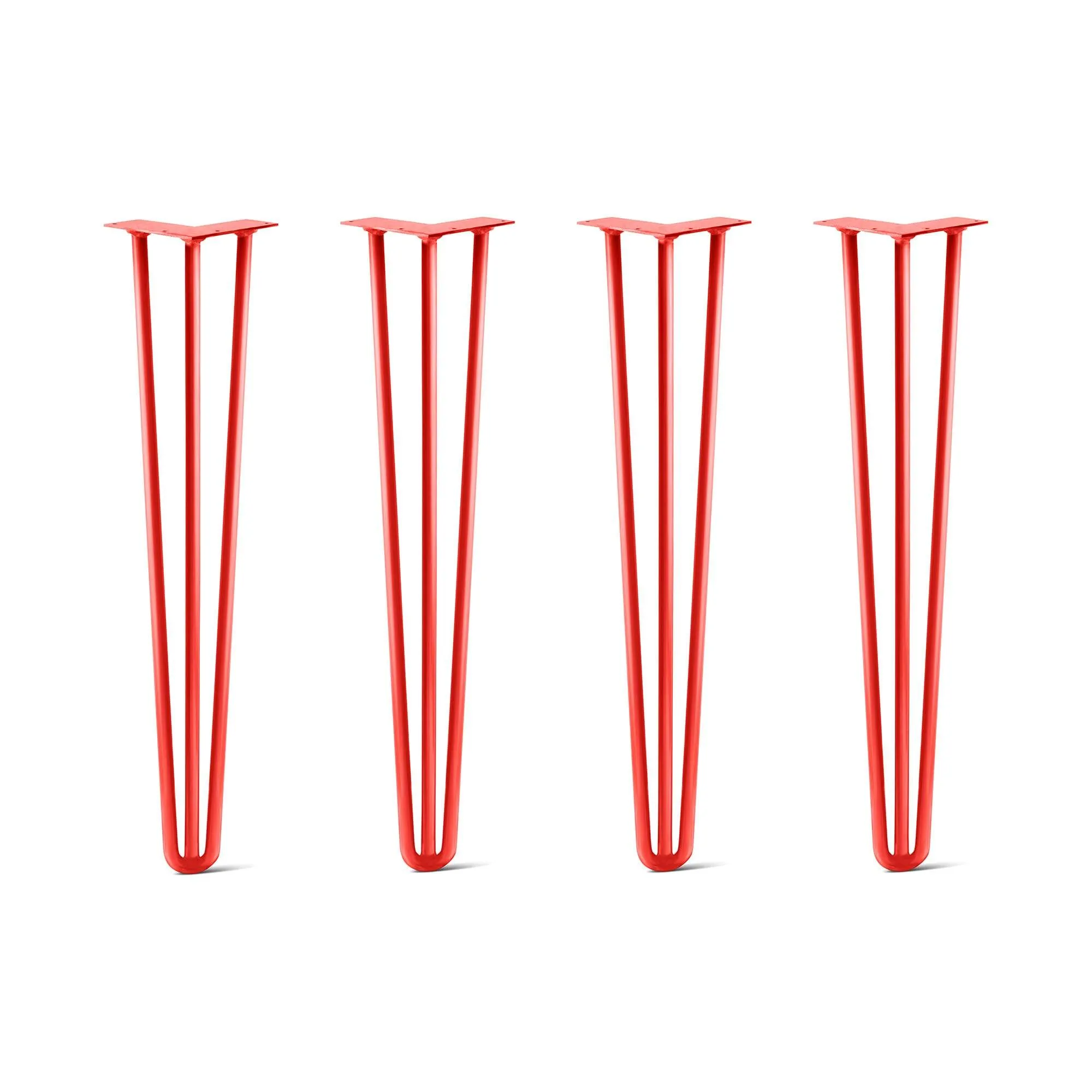 Hairpin Legs Set of 4, 3-Rod Design - Orange-Red Powder Coated Finish