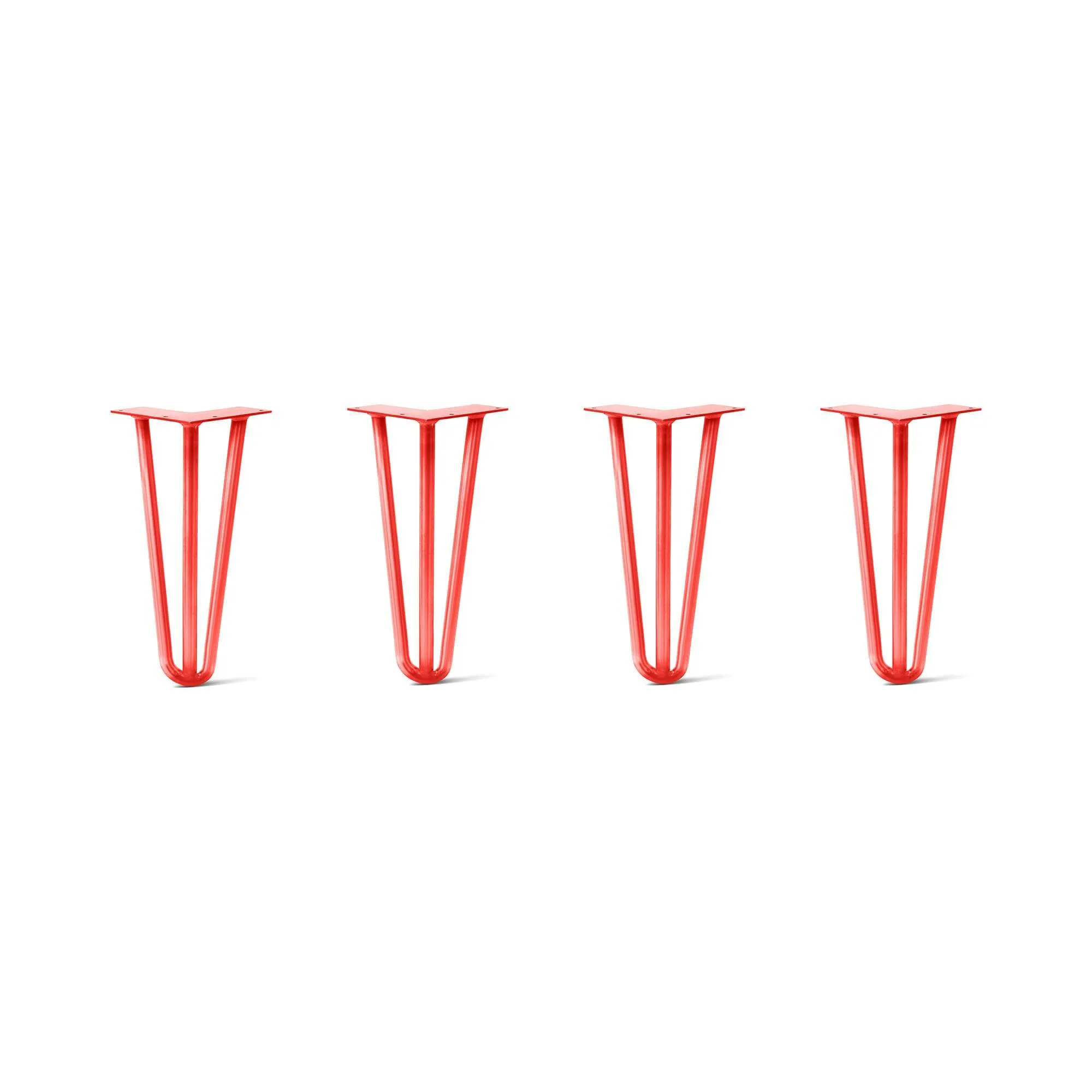 Hairpin Legs Set of 4, 3-Rod Design - Orange-Red Powder Coated Finish