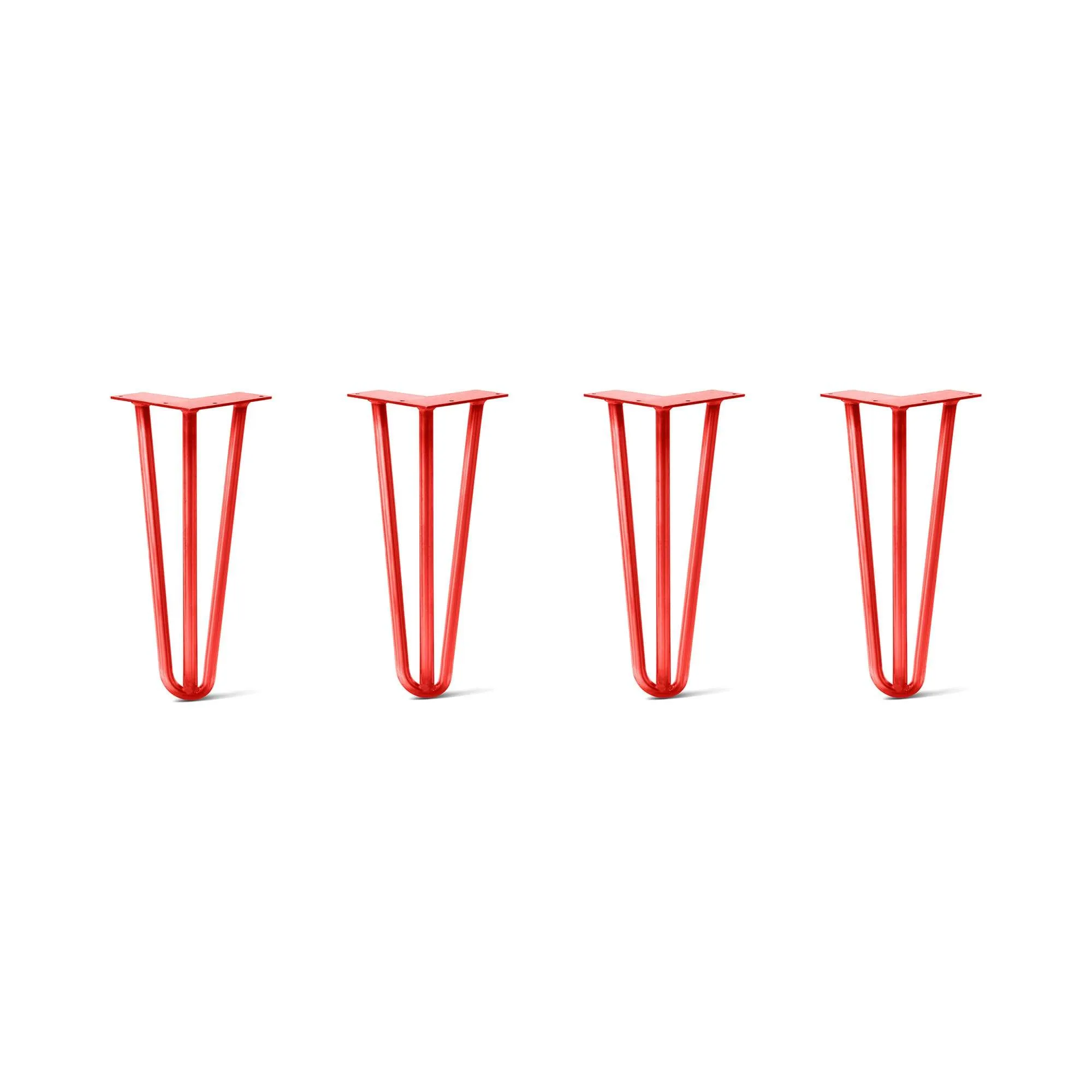 Hairpin Legs Set of 4, 3-Rod Design - Orange-Red Powder Coated Finish