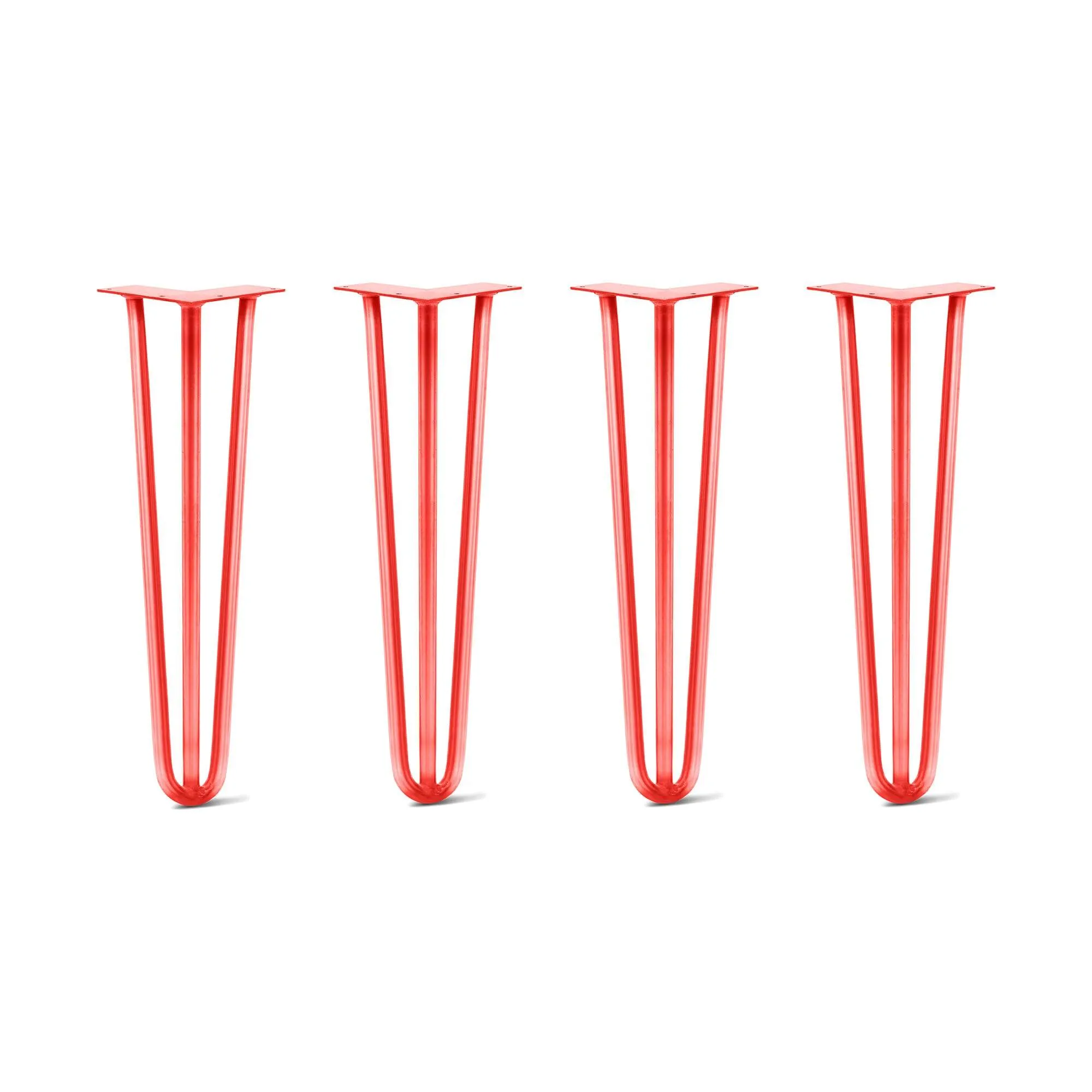 Hairpin Legs Set of 4, 3-Rod Design - Orange-Red Powder Coated Finish