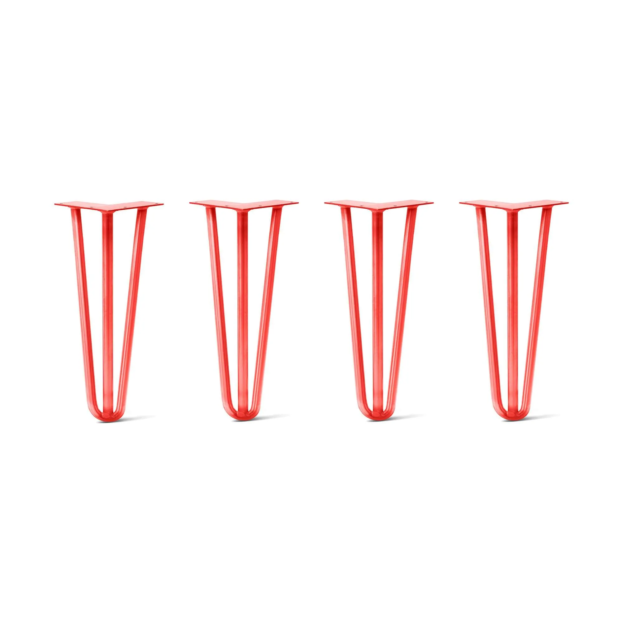 Hairpin Legs Set of 4, 3-Rod Design - Orange-Red Powder Coated Finish