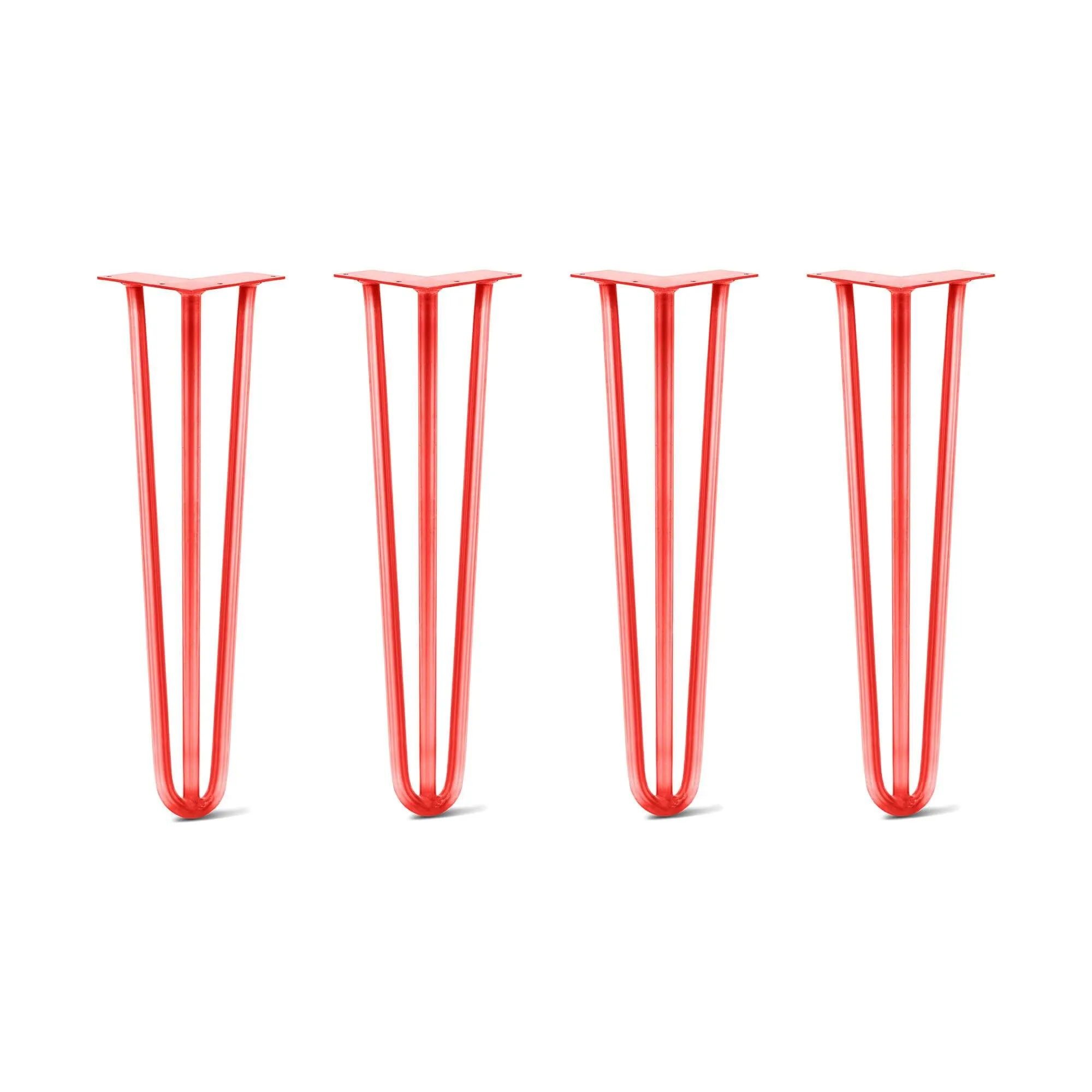 Hairpin Legs Set of 4, 3-Rod Design - Orange-Red Powder Coated Finish