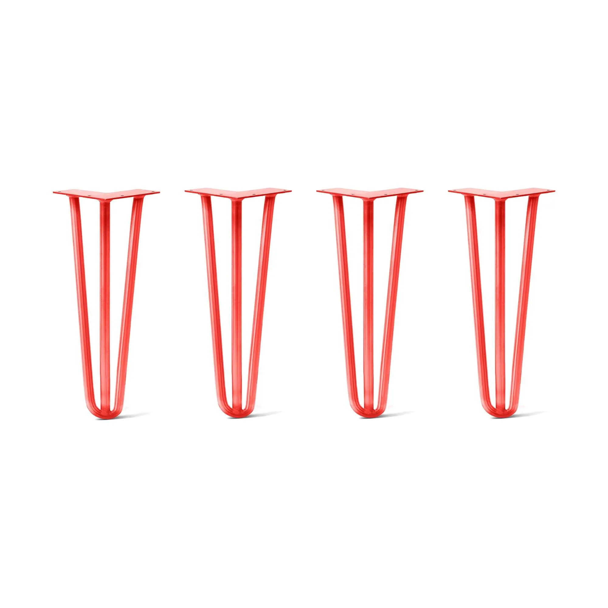 Hairpin Legs Set of 4, 3-Rod Design - Orange-Red Powder Coated Finish