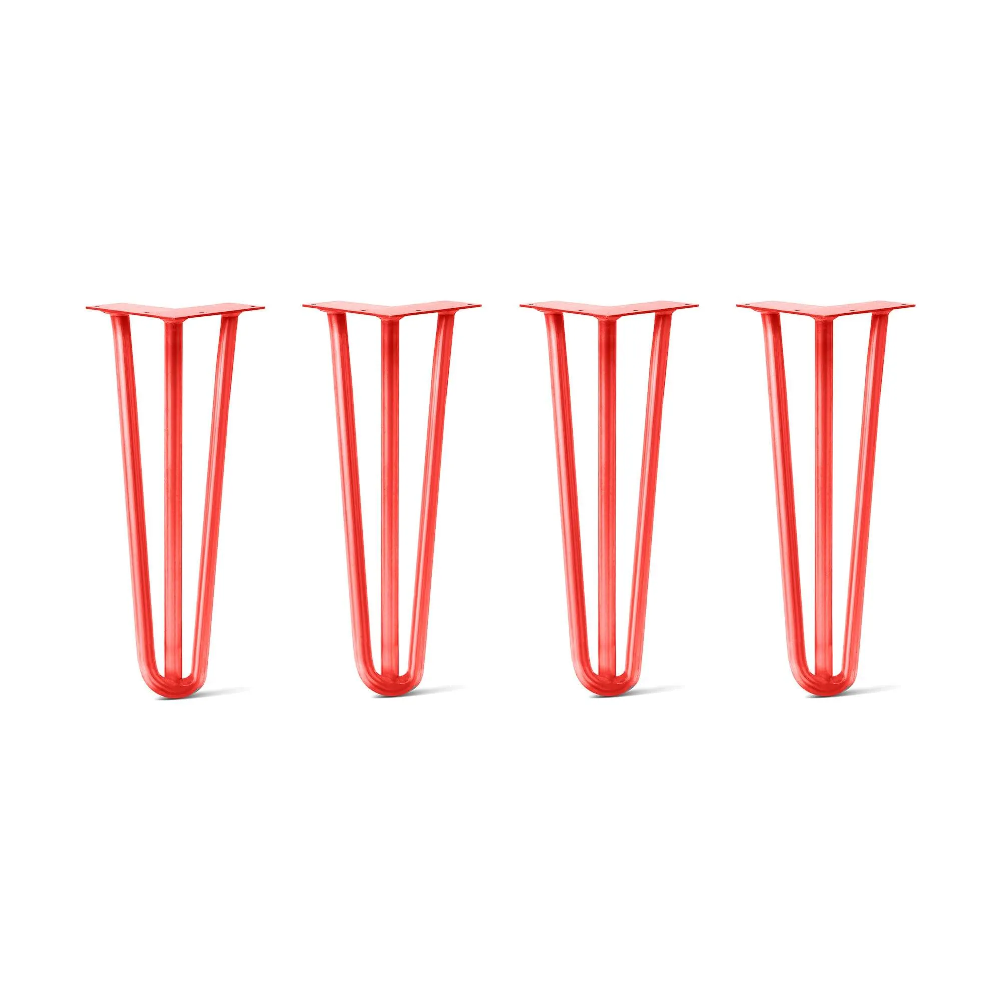 Hairpin Legs Set of 4, 3-Rod Design - Orange-Red Powder Coated Finish