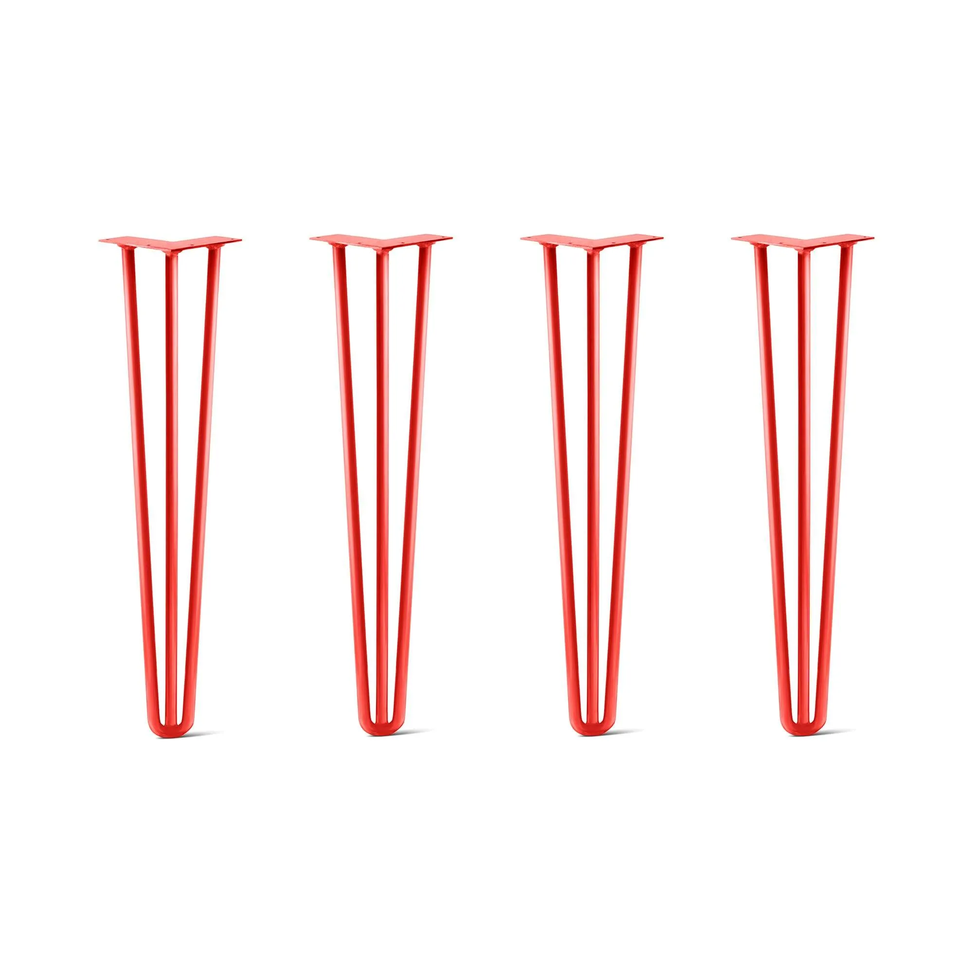 Hairpin Legs Set of 4, 3-Rod Design - Orange-Red Powder Coated Finish