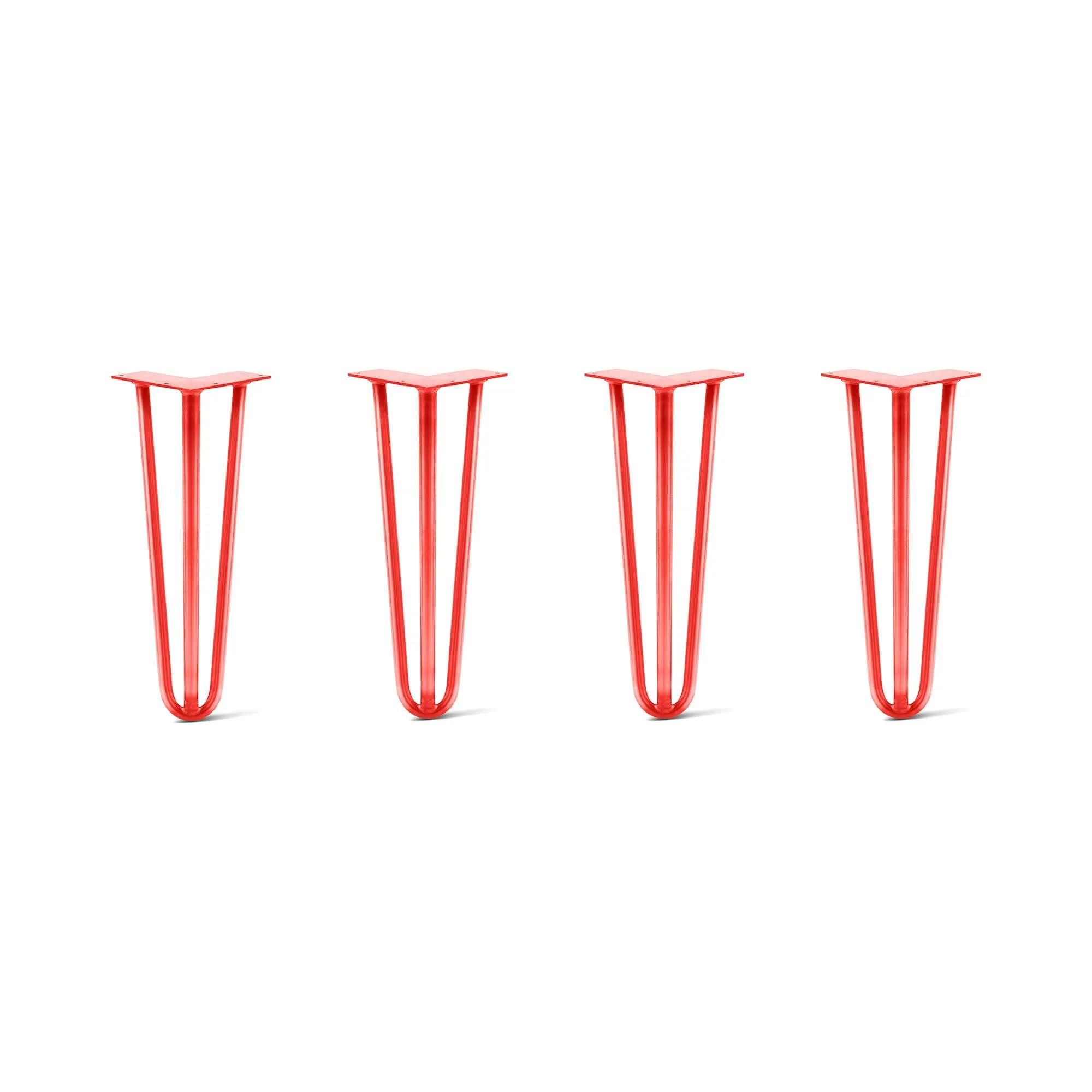 Hairpin Legs Set of 4, 3-Rod Design - Orange-Red Powder Coated Finish