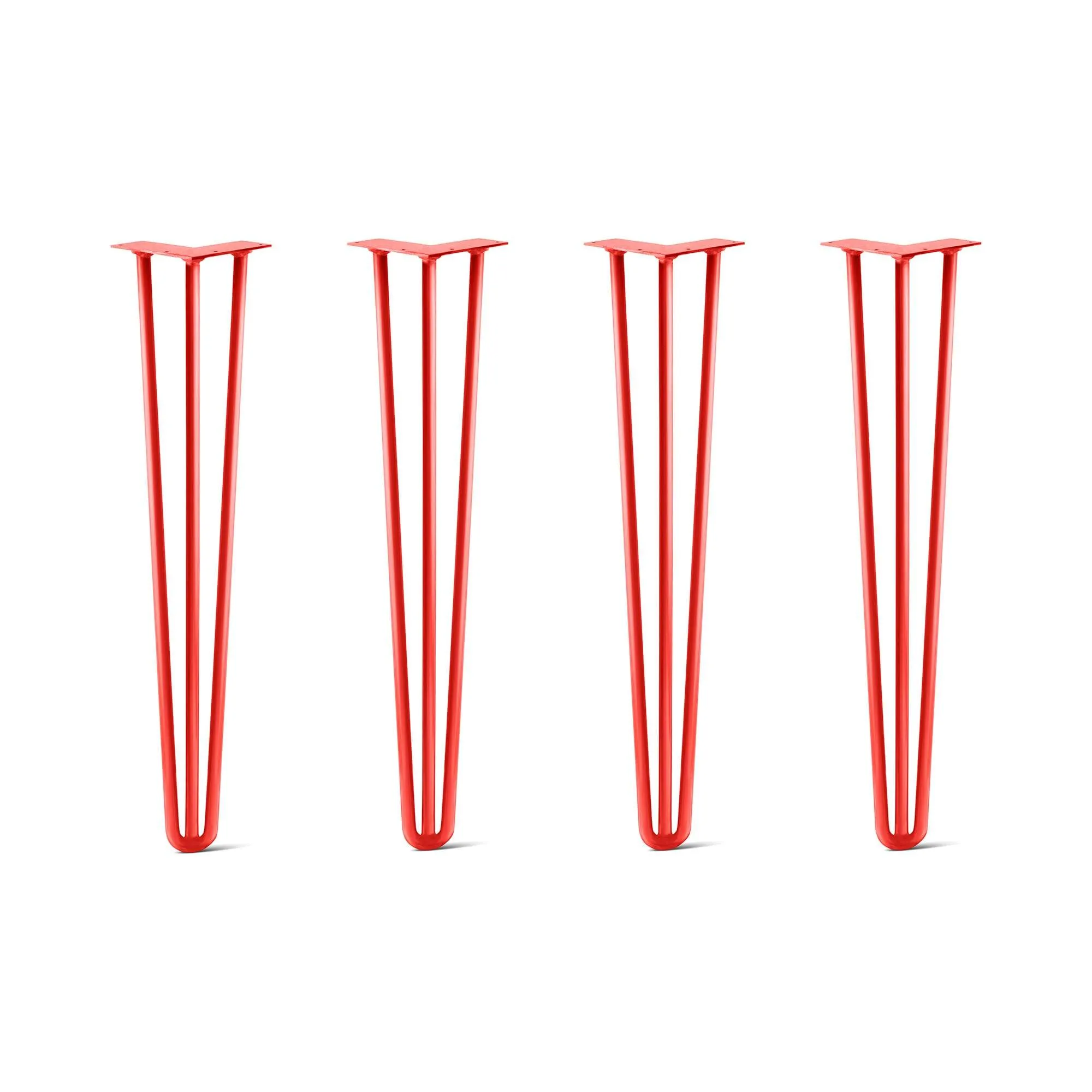 Hairpin Legs Set of 4, 3-Rod Design - Orange-Red Powder Coated Finish