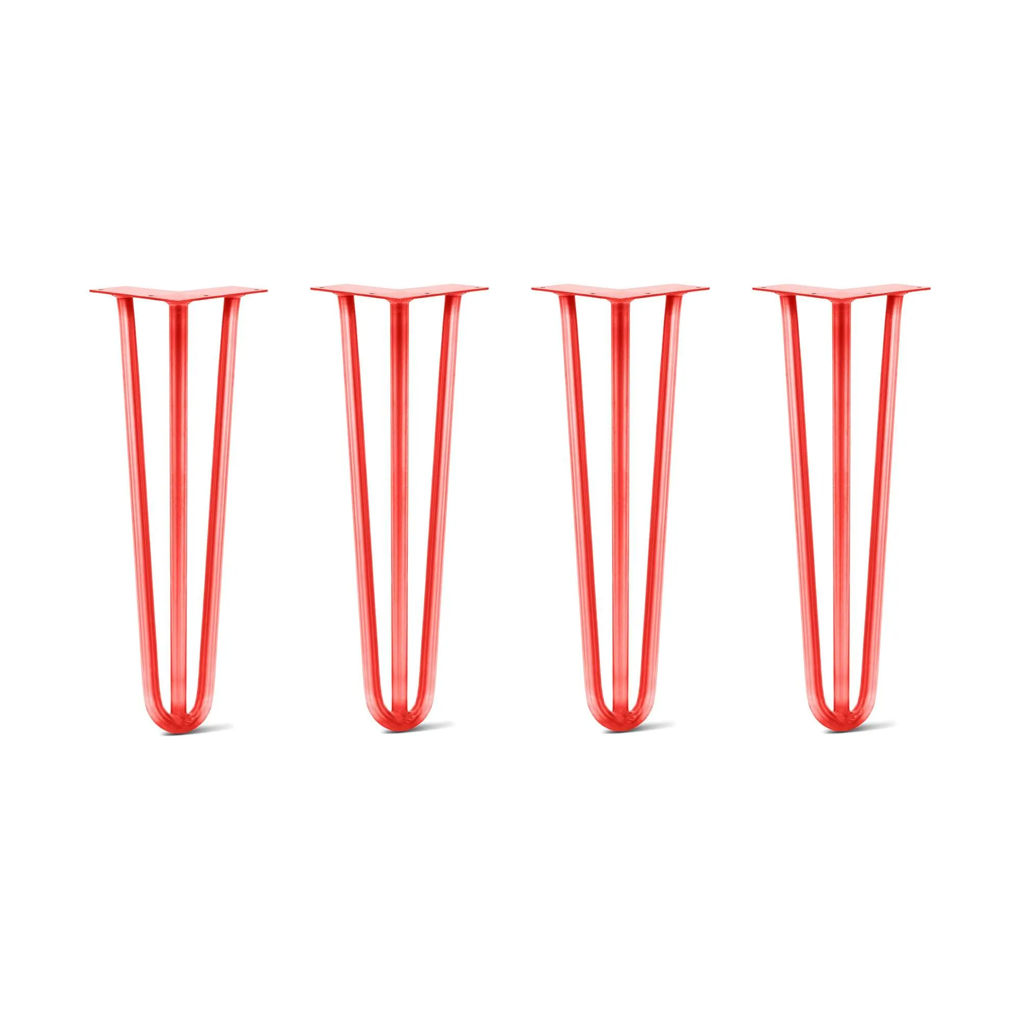 Hairpin Legs Set of 4, 3-Rod Design - Orange-Red Powder Coated Finish