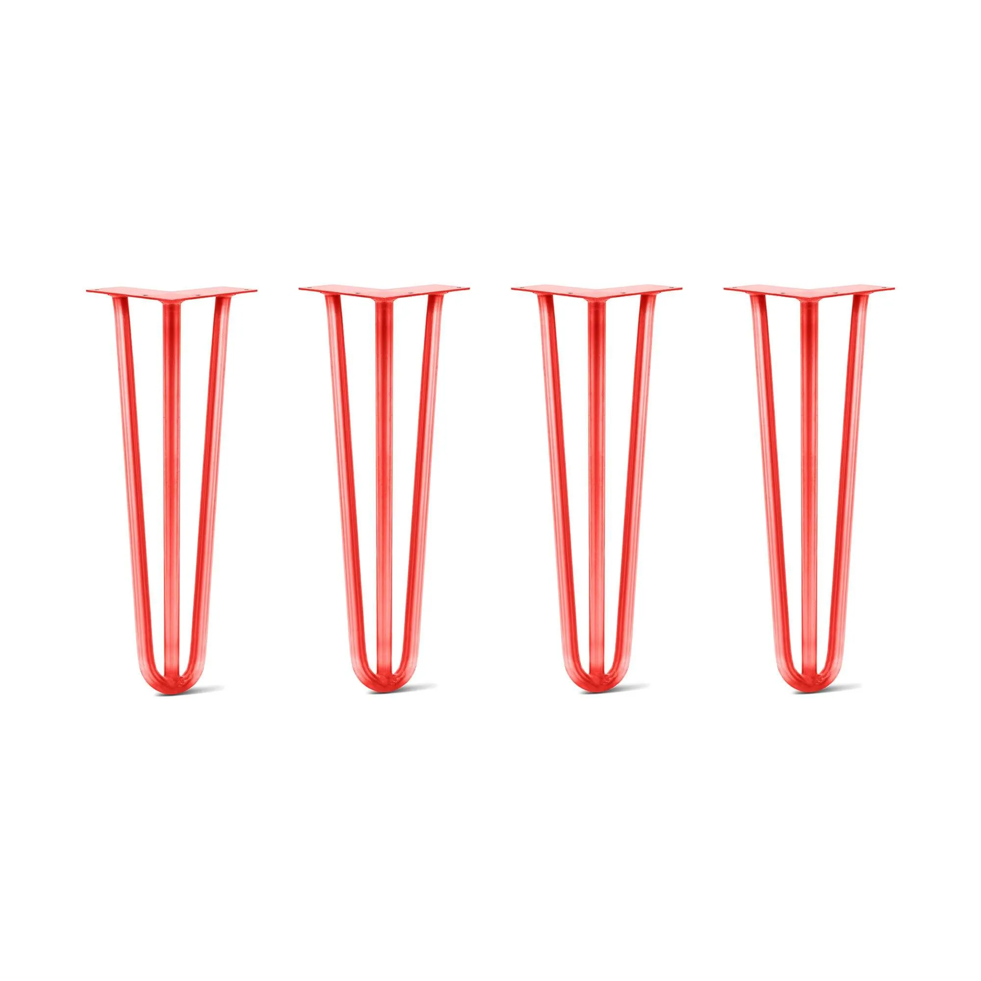 Hairpin Legs Set of 4, 3-Rod Design - Orange-Red Powder Coated Finish