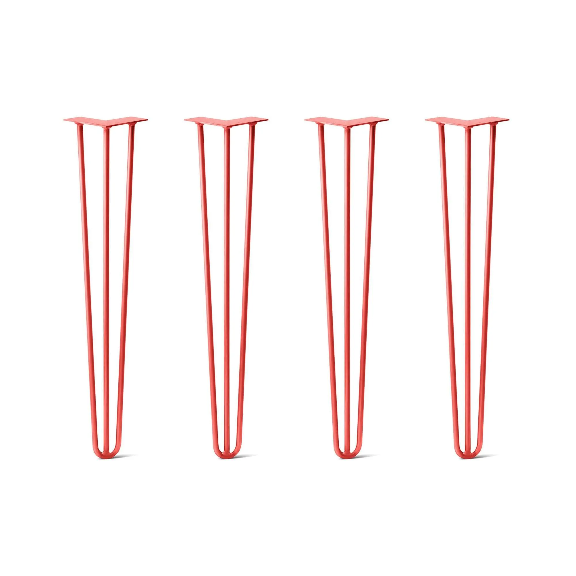 Hairpin Legs Set of 4, 3-Rod Design - Orange-Red Powder Coated Finish