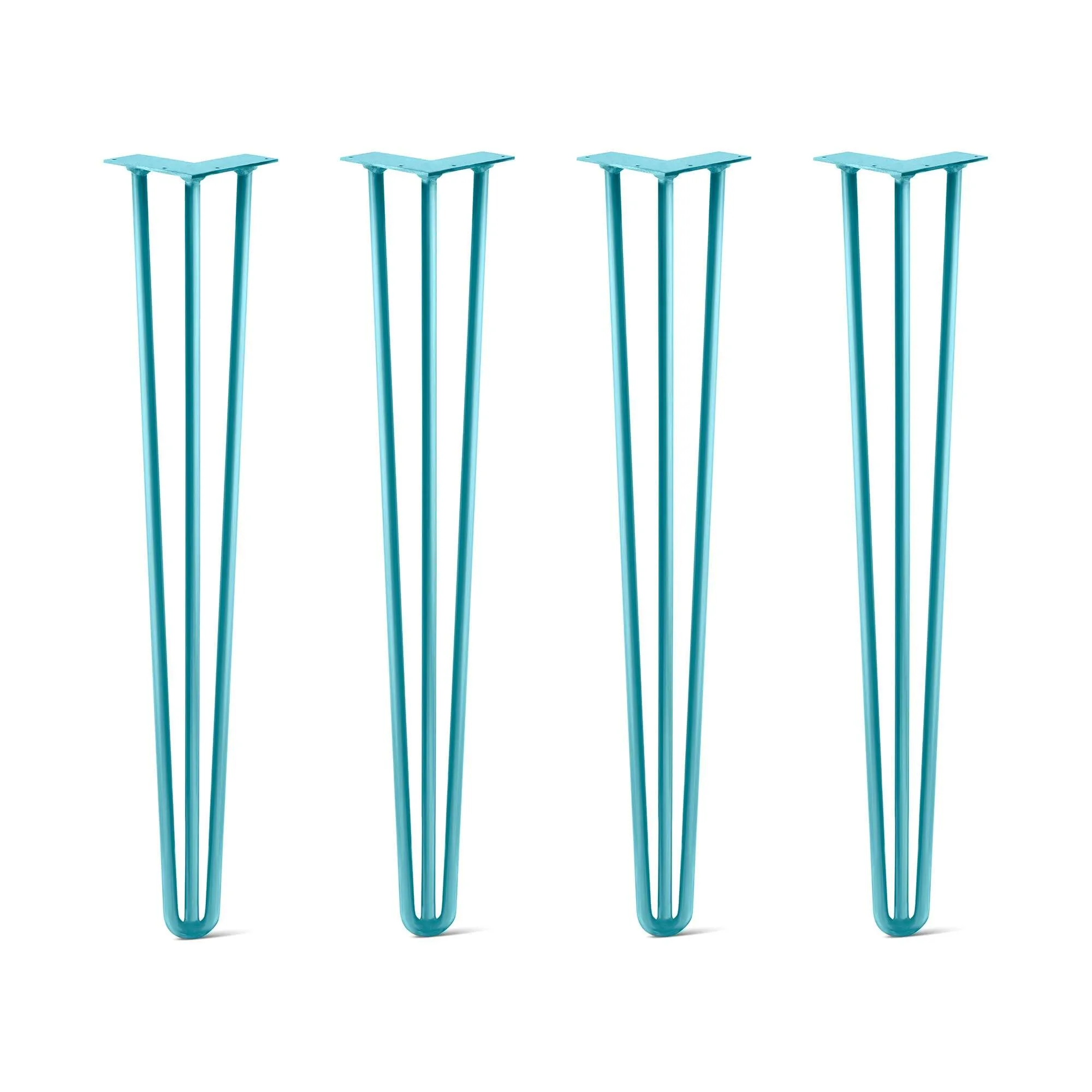 Hairpin Legs Set of 4, 3-Rod Design - Teal Powder Coated Finish